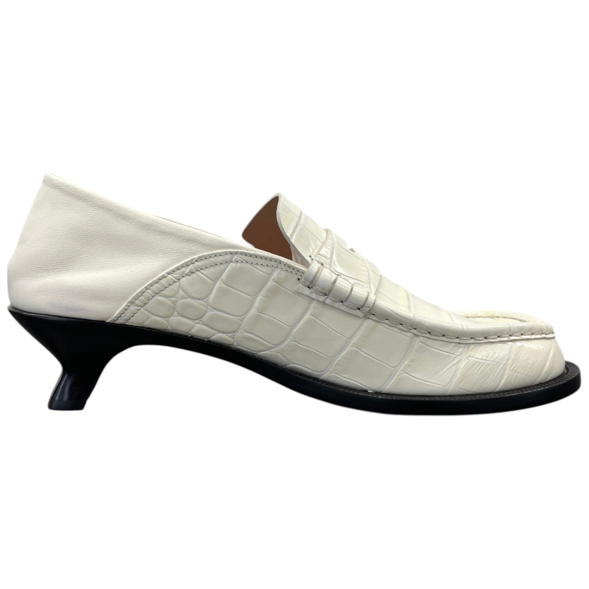 Women's Campo 45 Croc-Effect Leather Loafers White Size EU 40 / UK 7