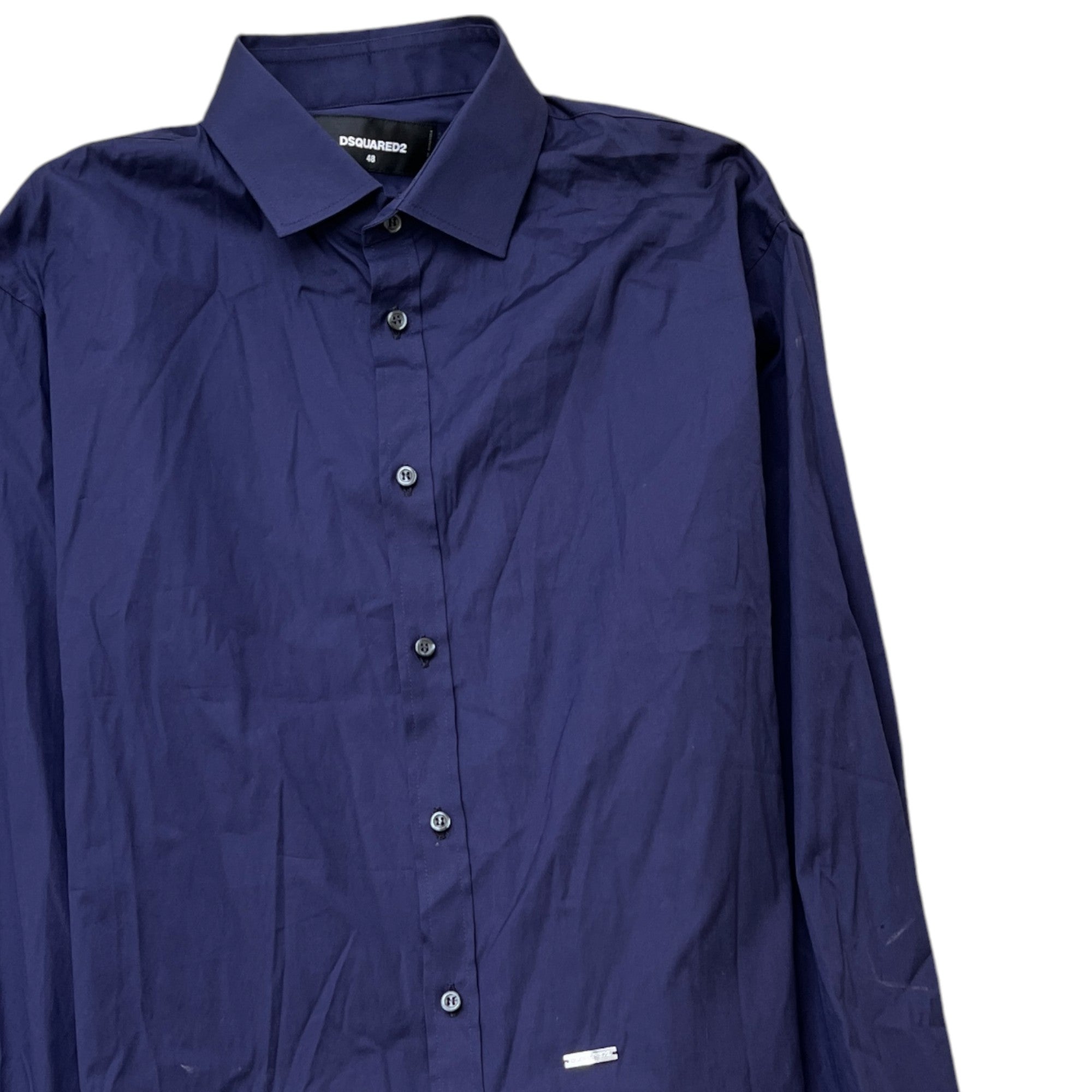 Men's Plaque Logo Long Sleeve Shirt Navy Size IT 48 / UK M