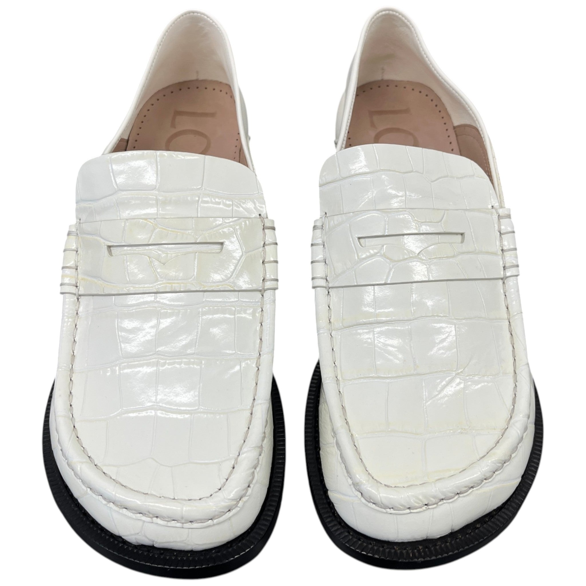Women's Campo 45 Croc-Effect Leather Loafers White Size EU 40 / UK 7