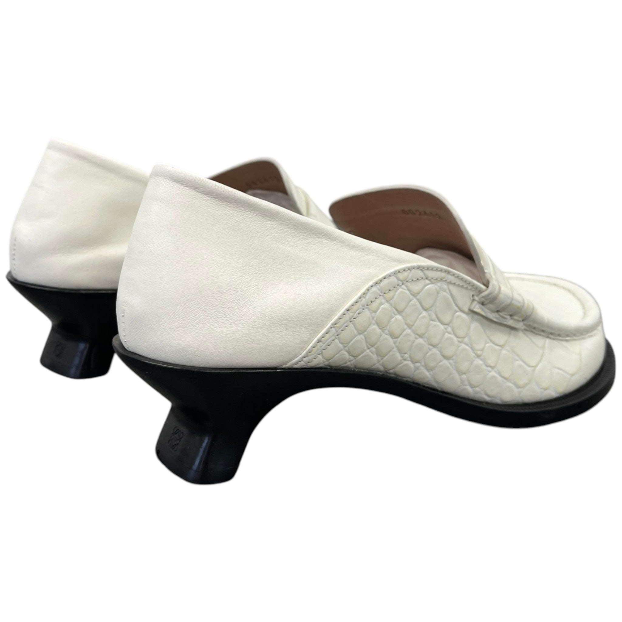 Women's Campo 45 Croc-Effect Leather Loafers White Size EU 40 / UK 7