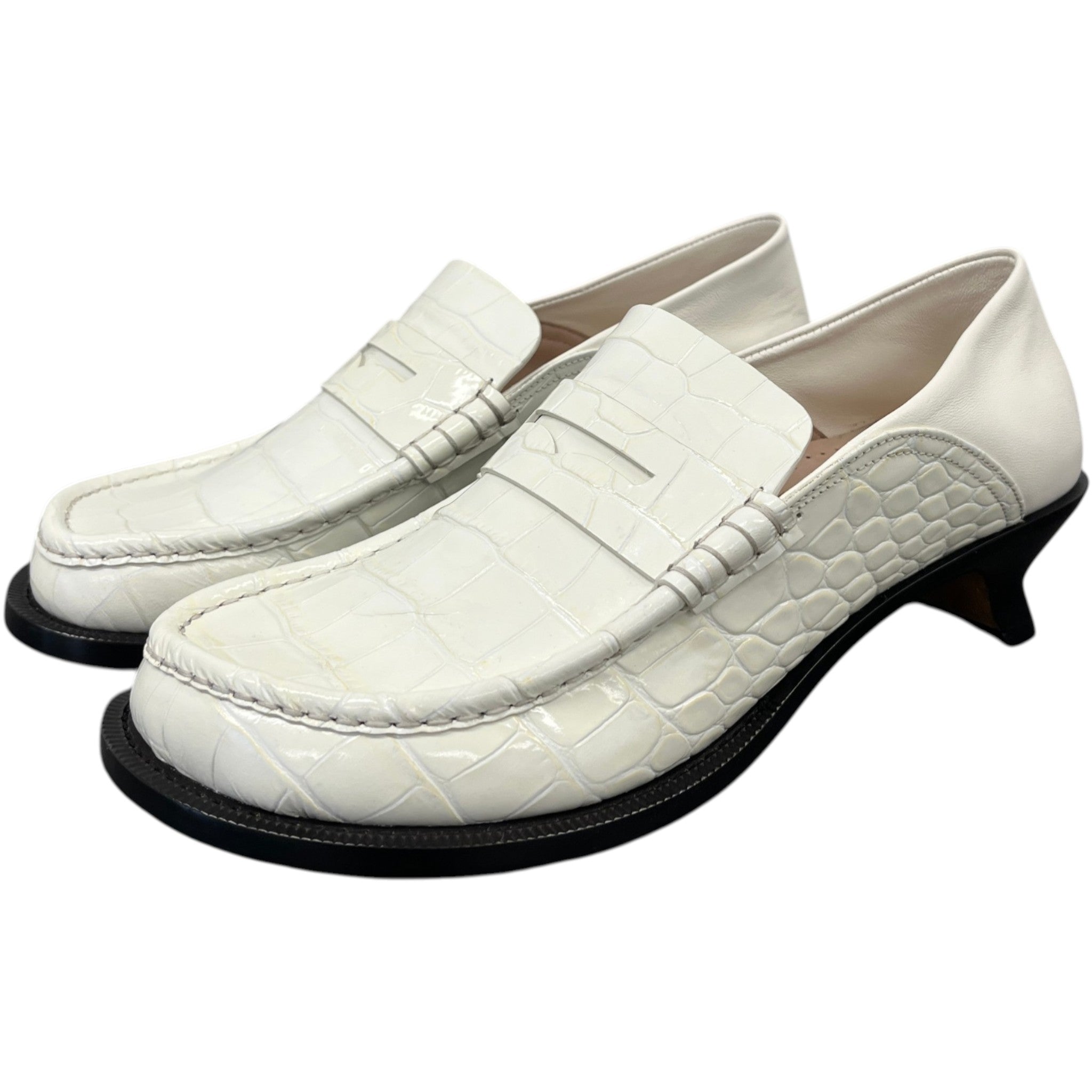 Women's Campo 45 Croc-Effect Leather Loafers White Size EU 40 / UK 7