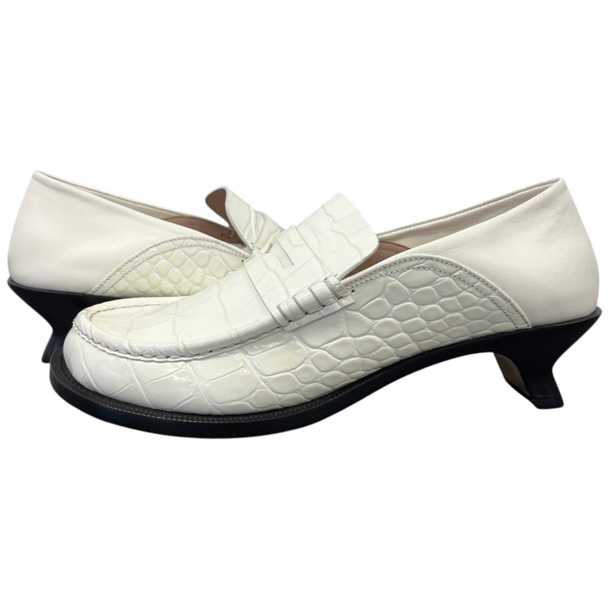Women's Campo 45 Croc-Effect Leather Loafers White Size EU 40 / UK 7