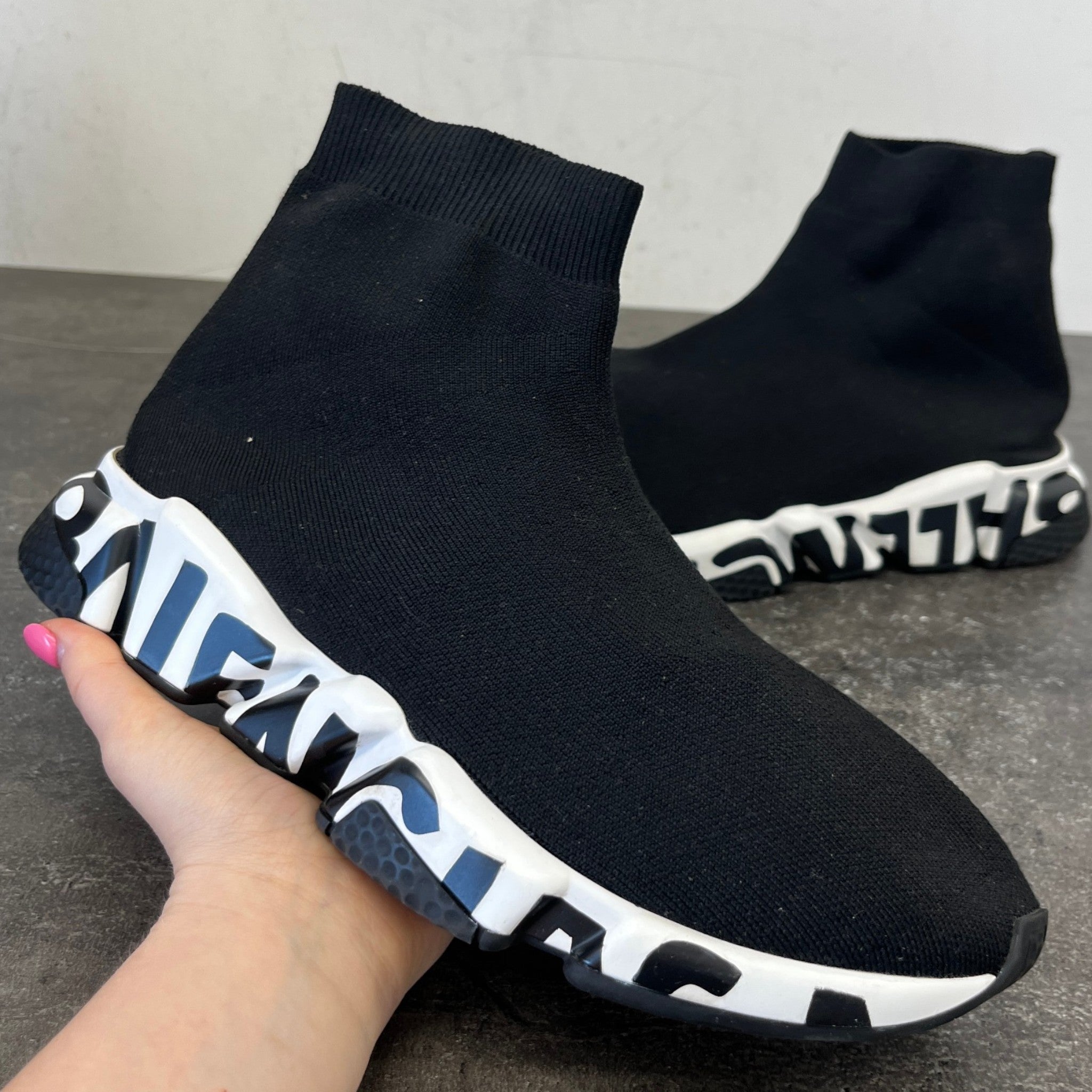 Men's Speed Graffiti High Trainers Black Size EU 42 / UK 8