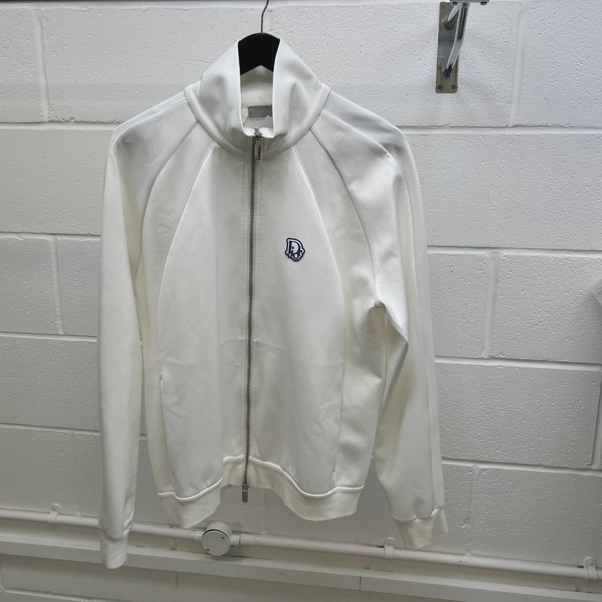 Women's Plaque Logo Technical Cotton Track Jacket White Size L