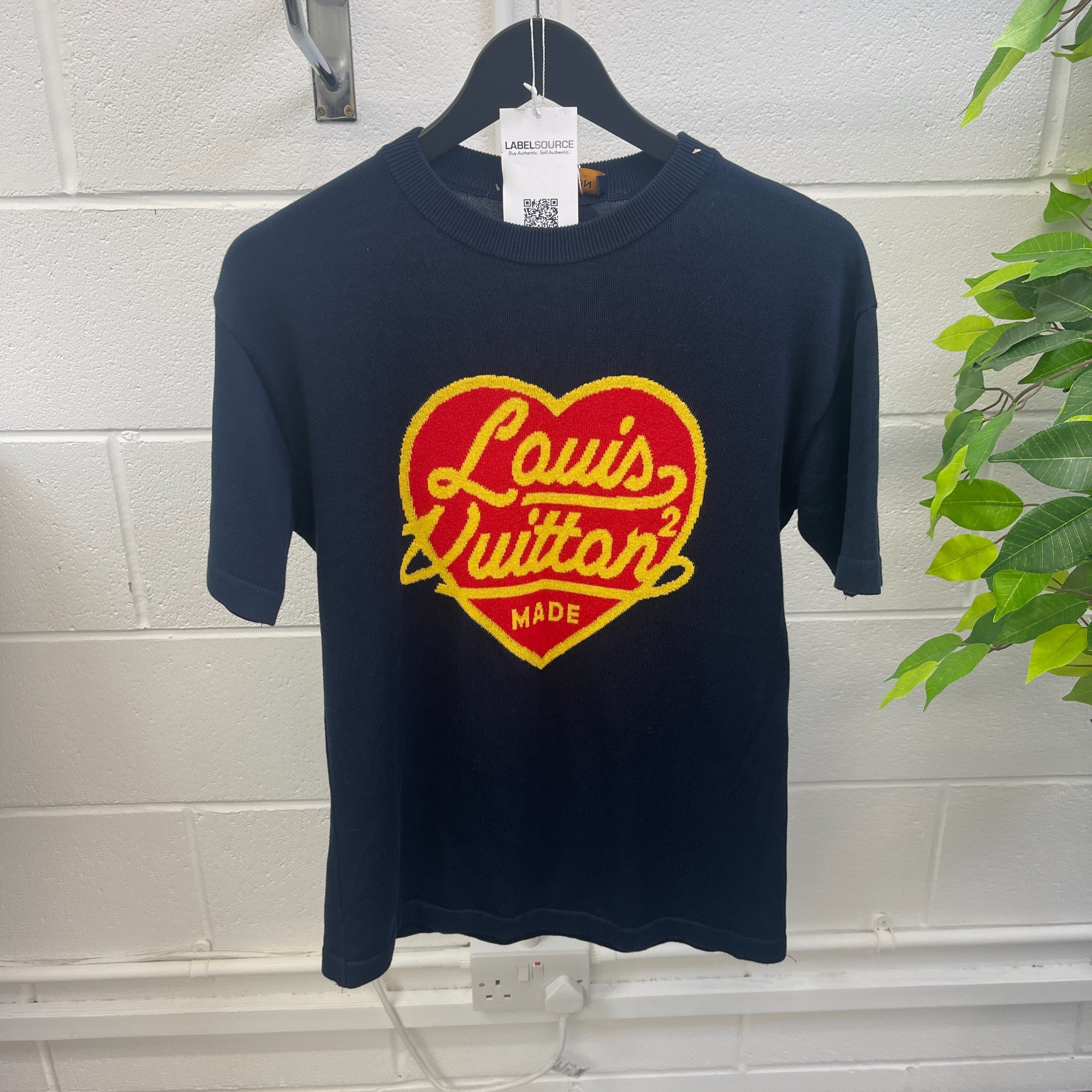 Men's X Nigo Intarsia Jacquard Heart T-Shirt Navy Size XS