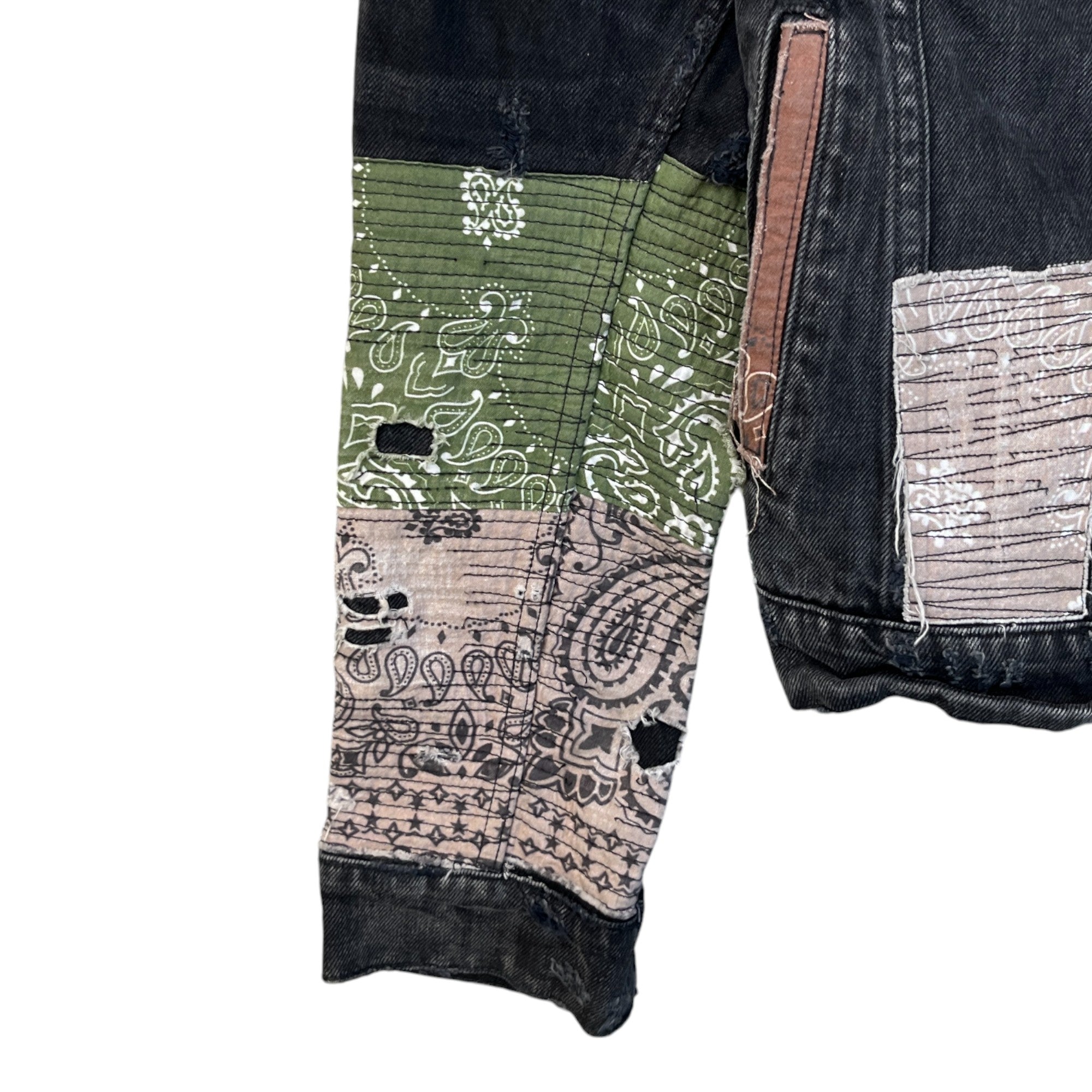 Men's Patchwork Distressed Jacket Black Size M
