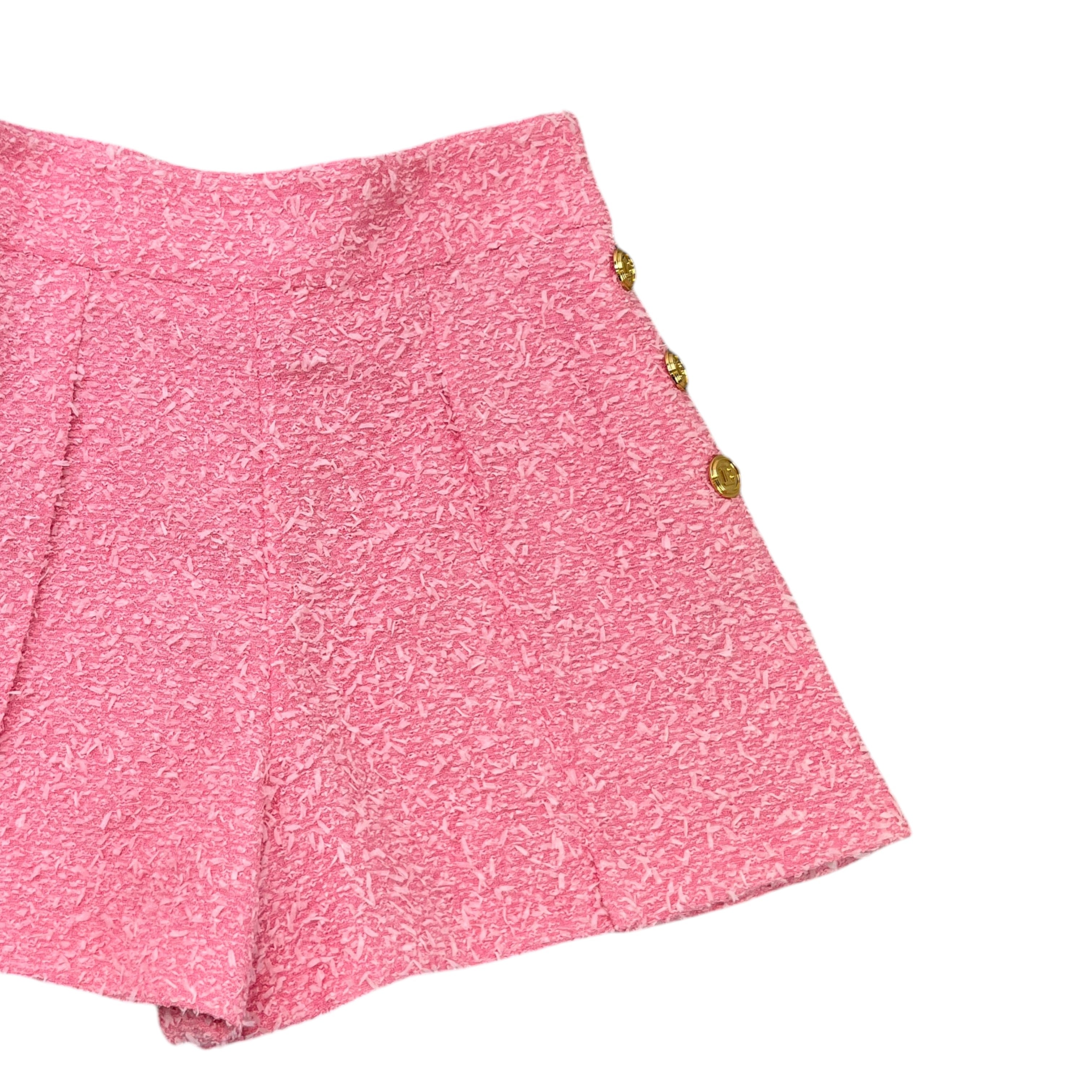Women's Tweed Logo Button Shorts Pink Size S