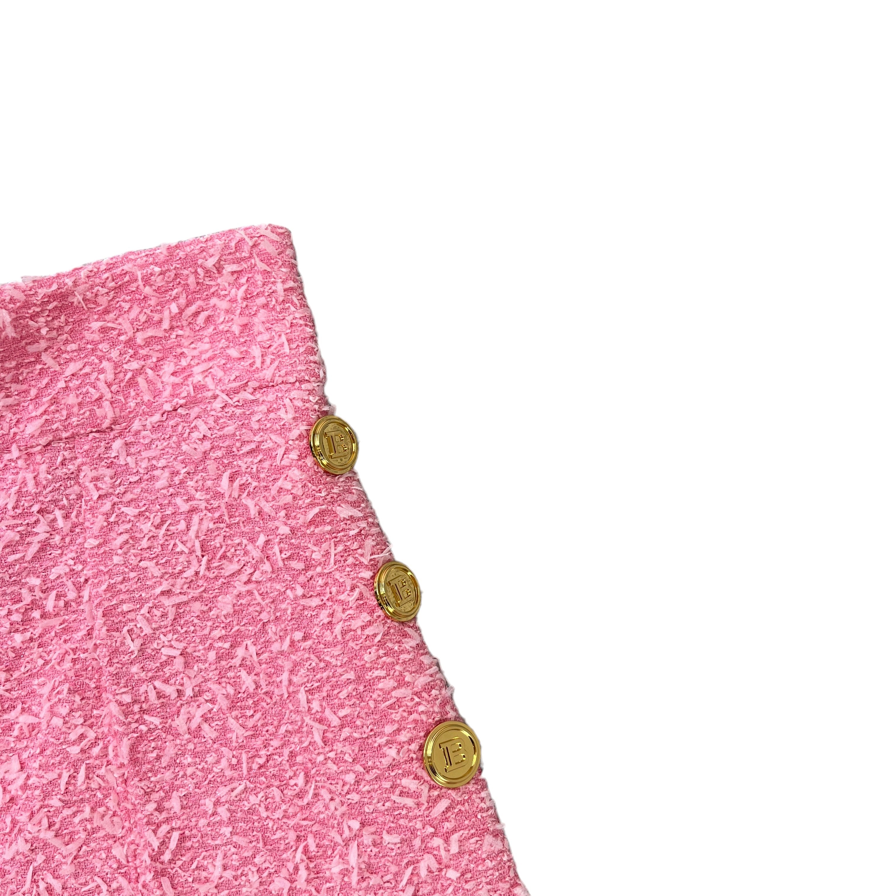 Women's Tweed Logo Button Shorts Pink Size S