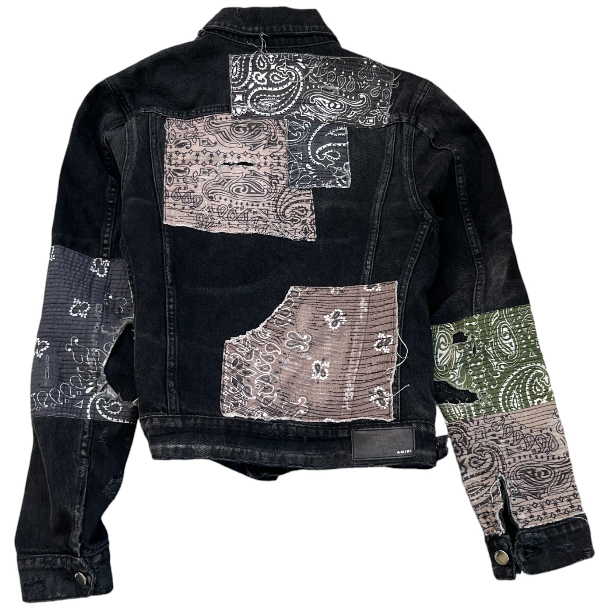 Men's Patchwork Distressed Jacket Black Size M
