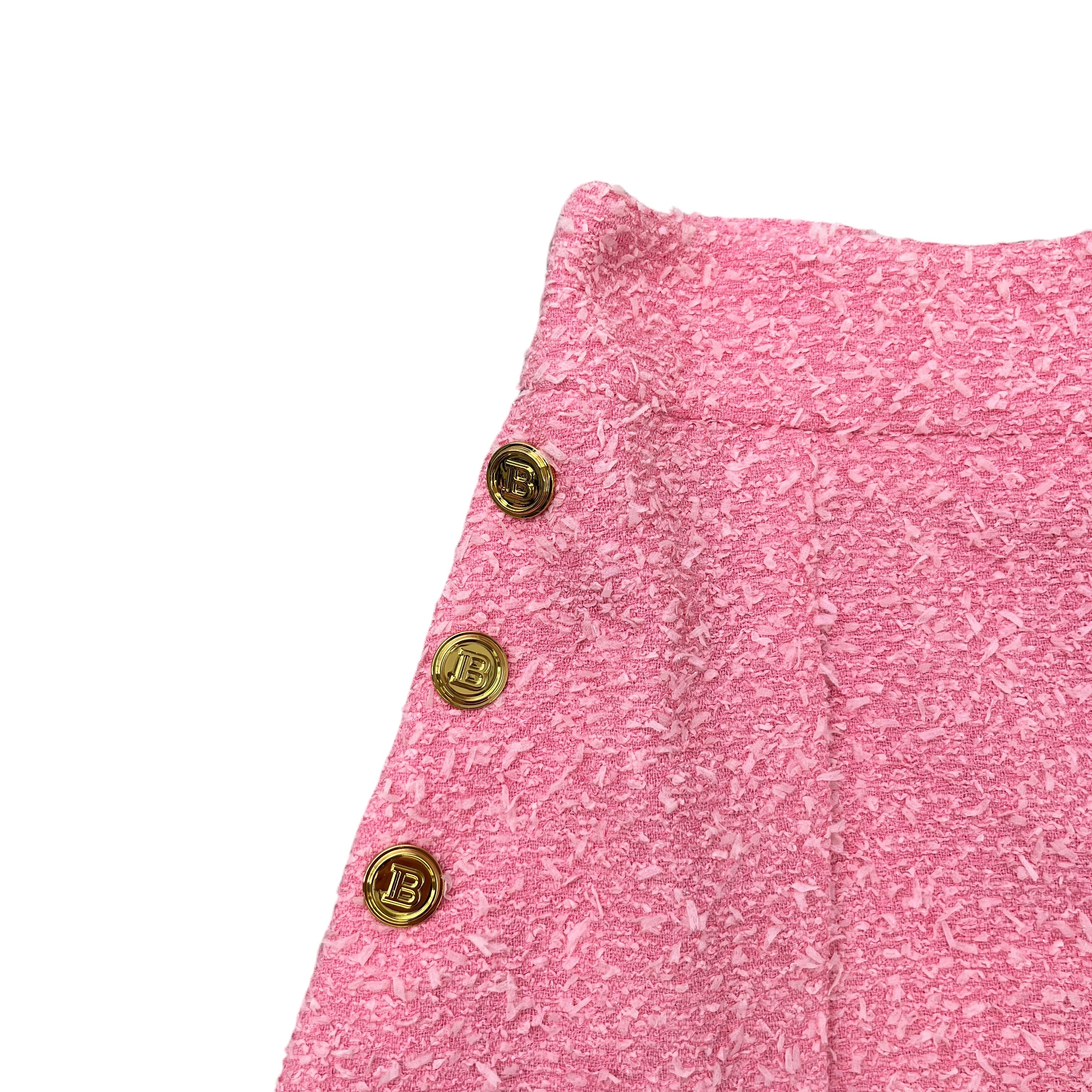 Women's Tweed Logo Button Shorts Pink Size S