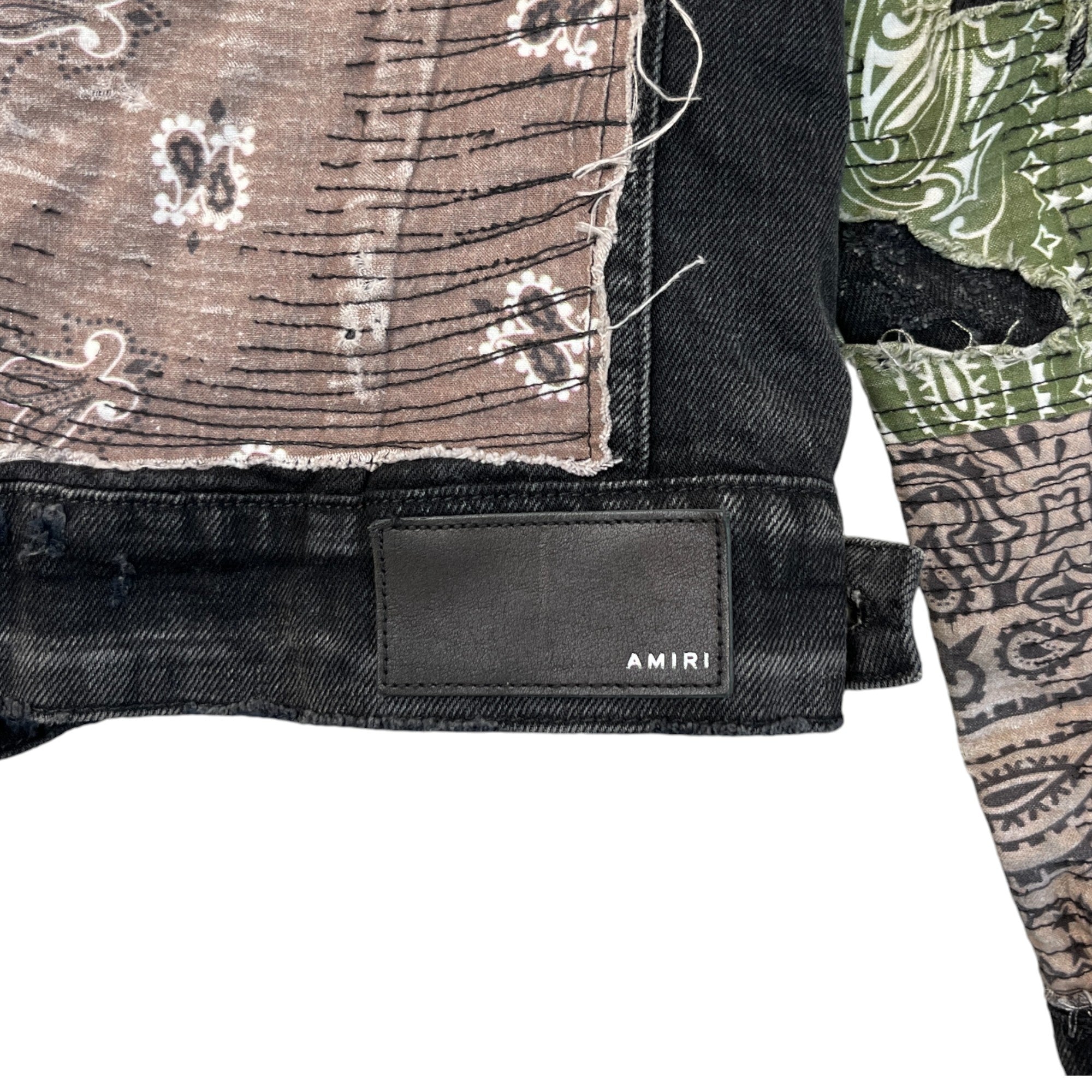 Men's Patchwork Distressed Jacket Black Size M