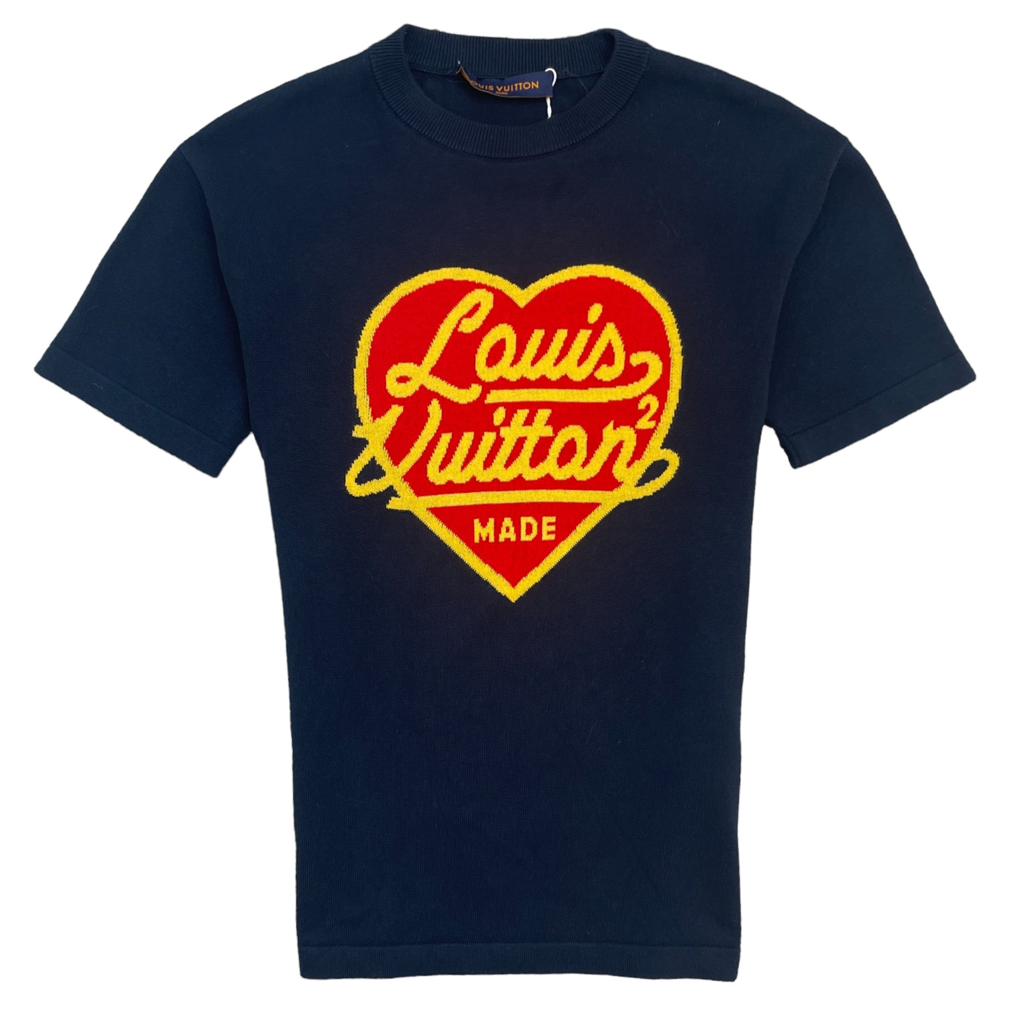 Men's X Nigo Intarsia Jacquard Heart T-Shirt Navy Size XS