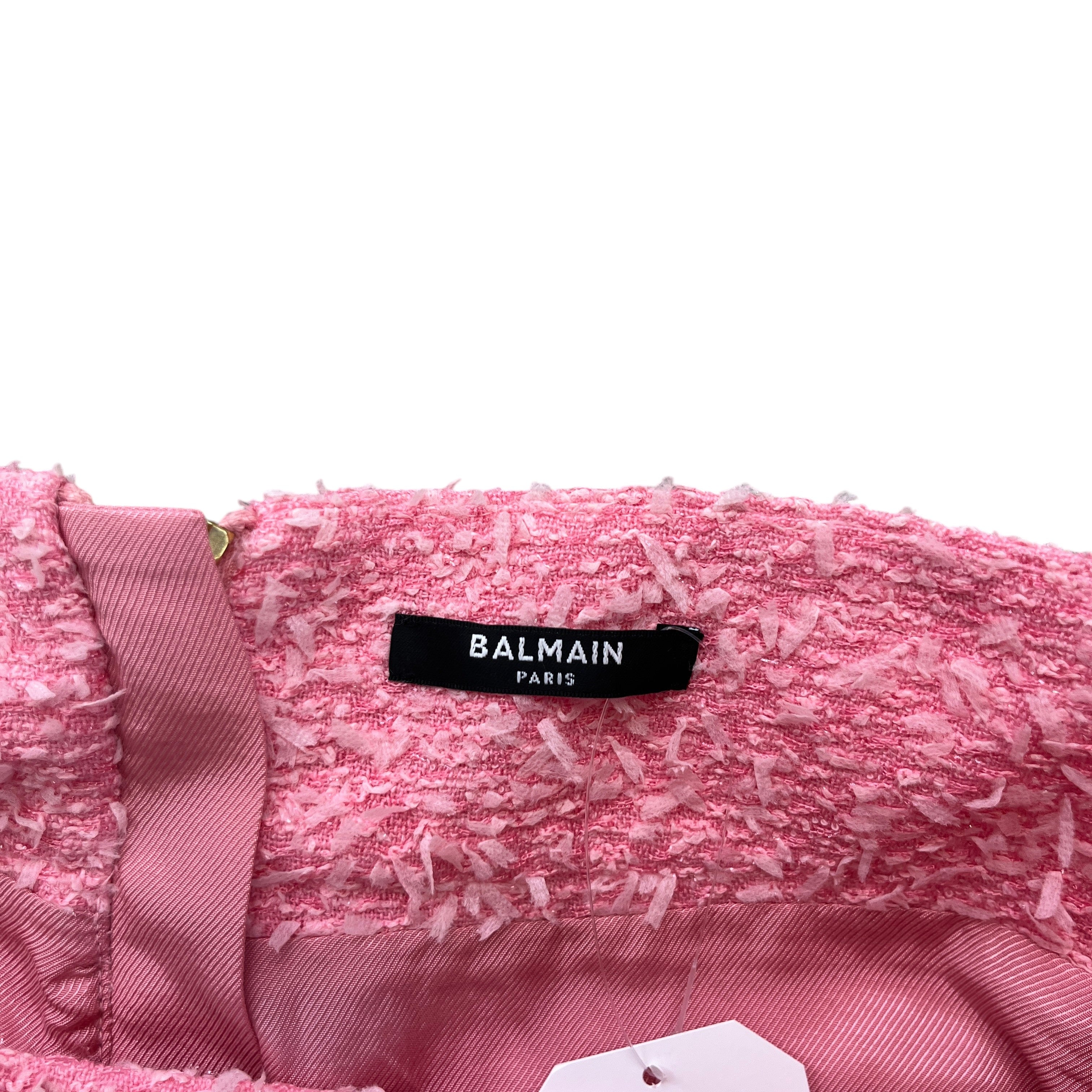 Women's Tweed Logo Button Shorts Pink Size S