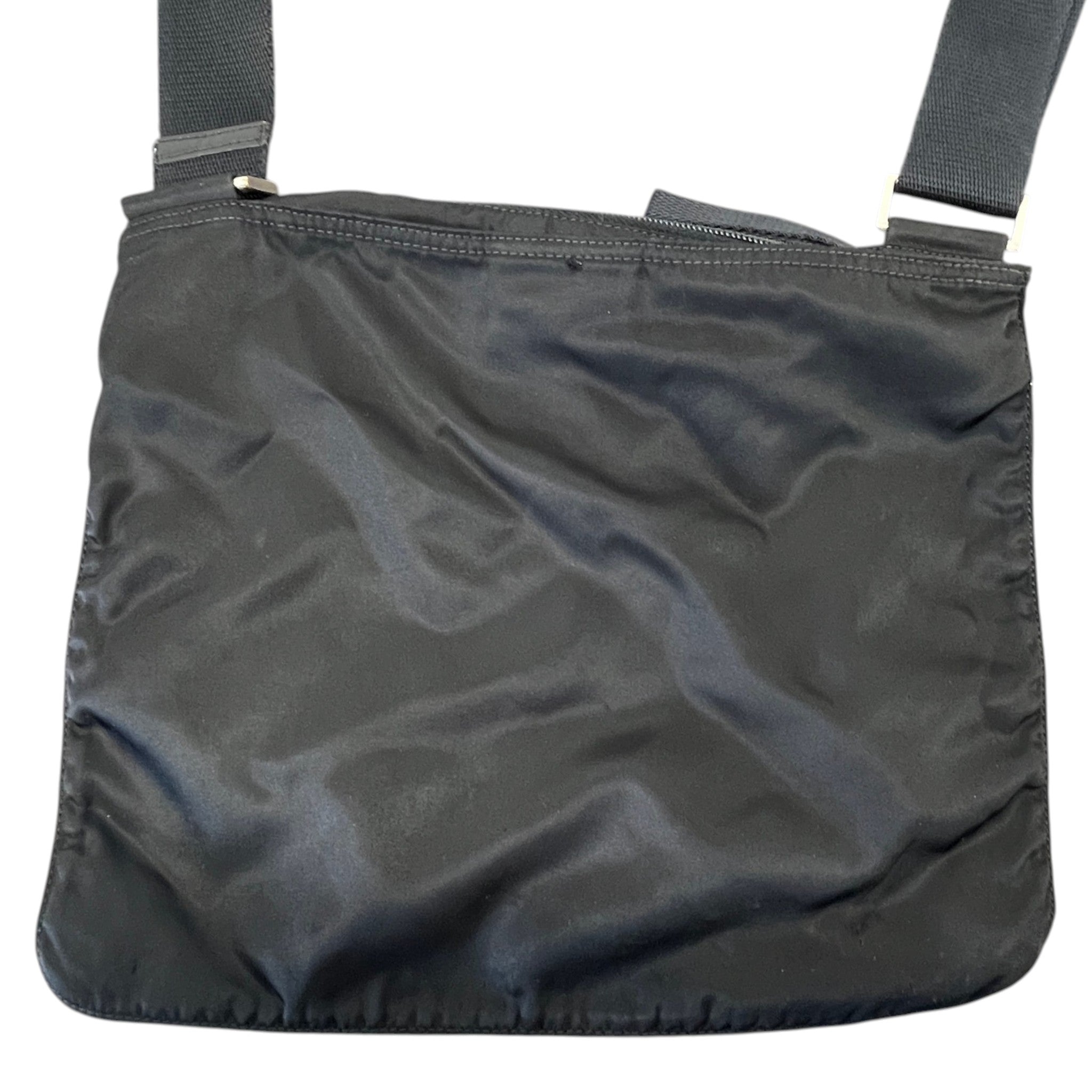 Men's Re-Nylon Plaque Logo Messenger Bag Black