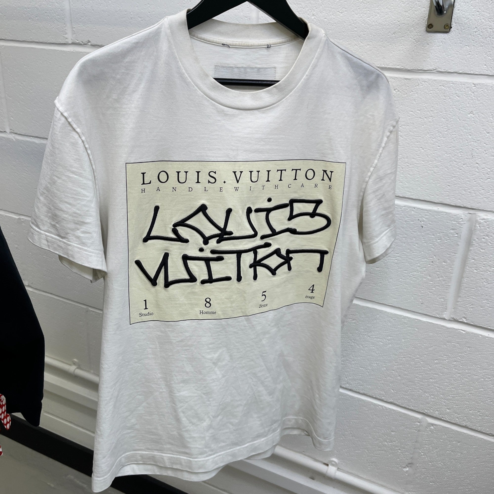 Men's Embroidered Logo T-Shirt White Size S