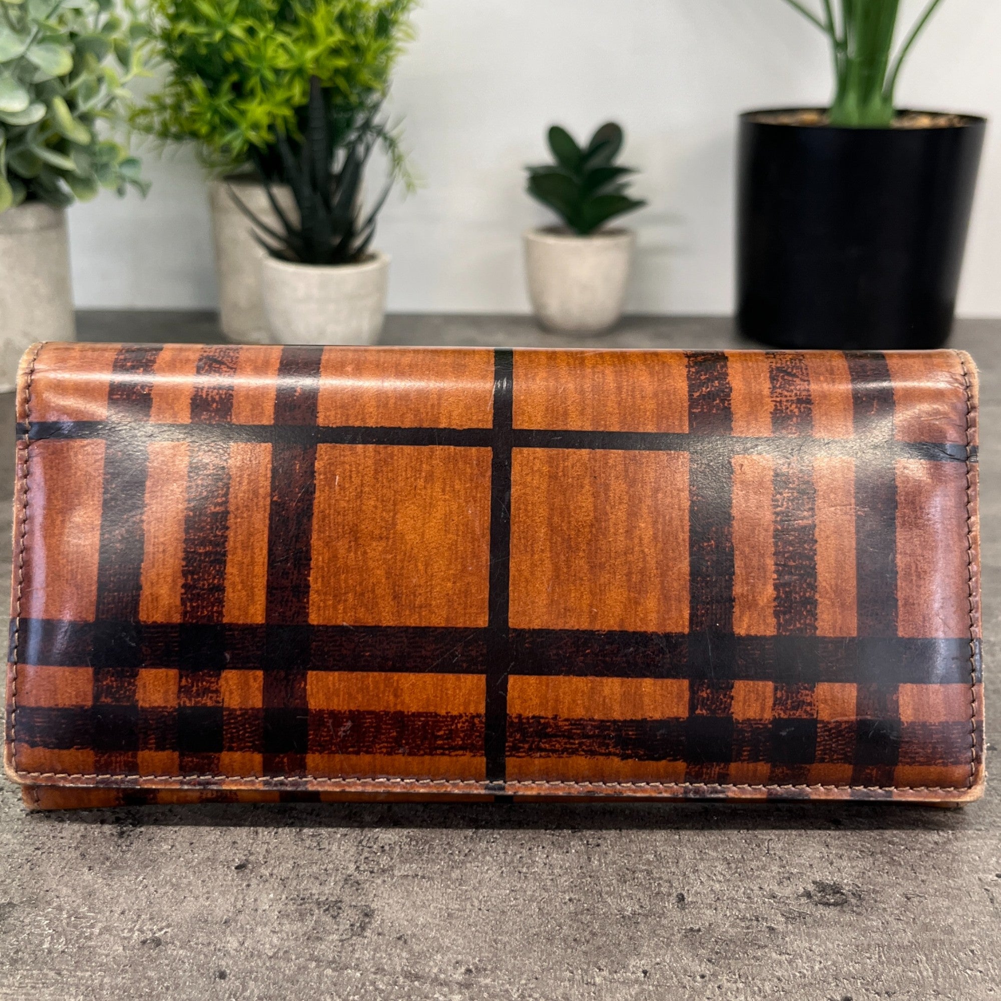 Women's Check Wallet Brown