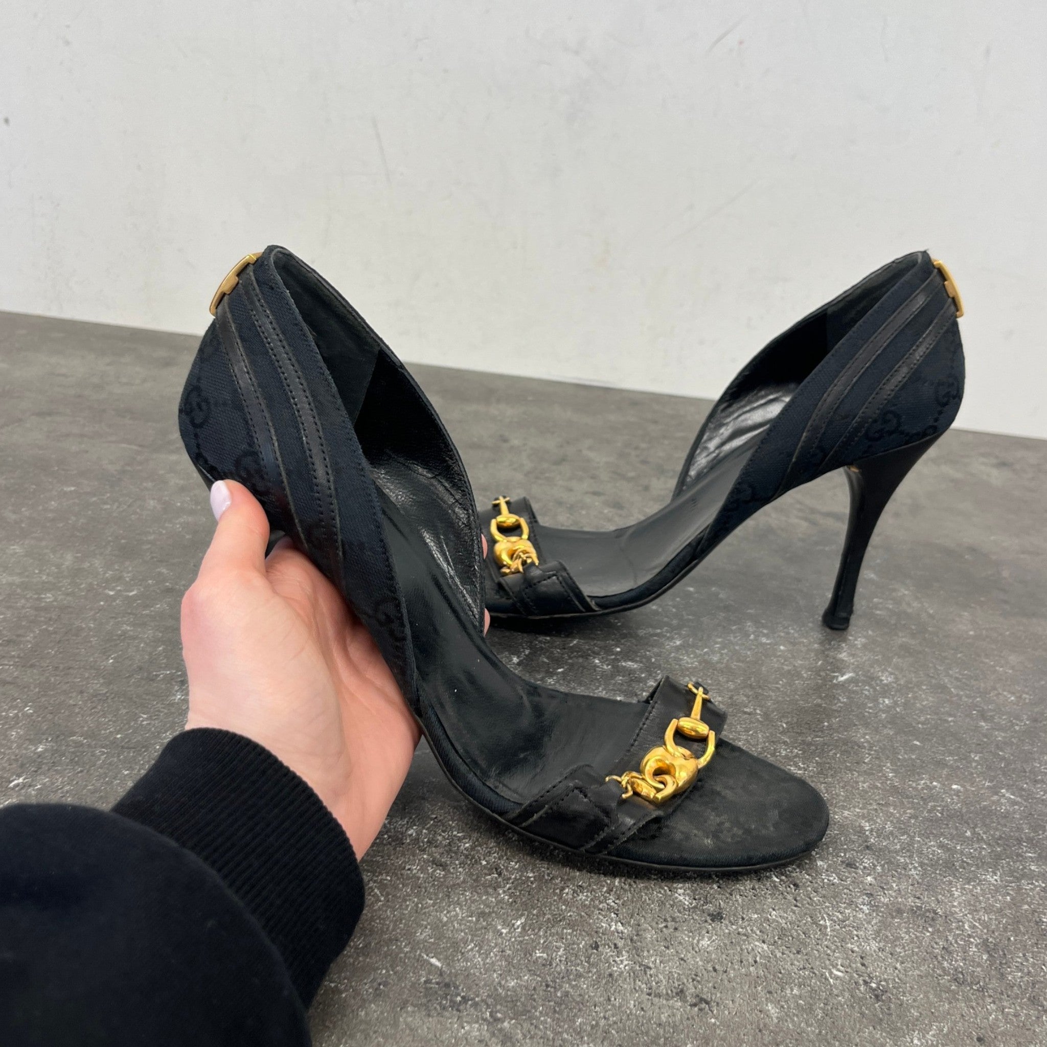 Women's Horsebit Accent Canvas Heels Black Size EU 38.5 / UK 5.5