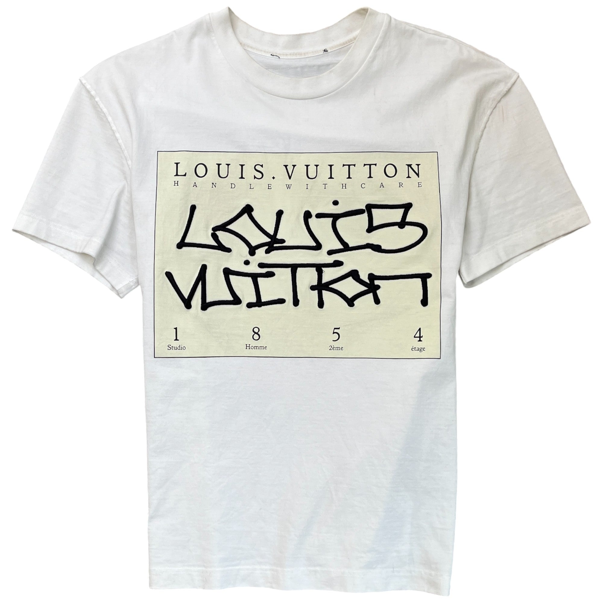 Men's Embroidered Logo T-Shirt White Size S