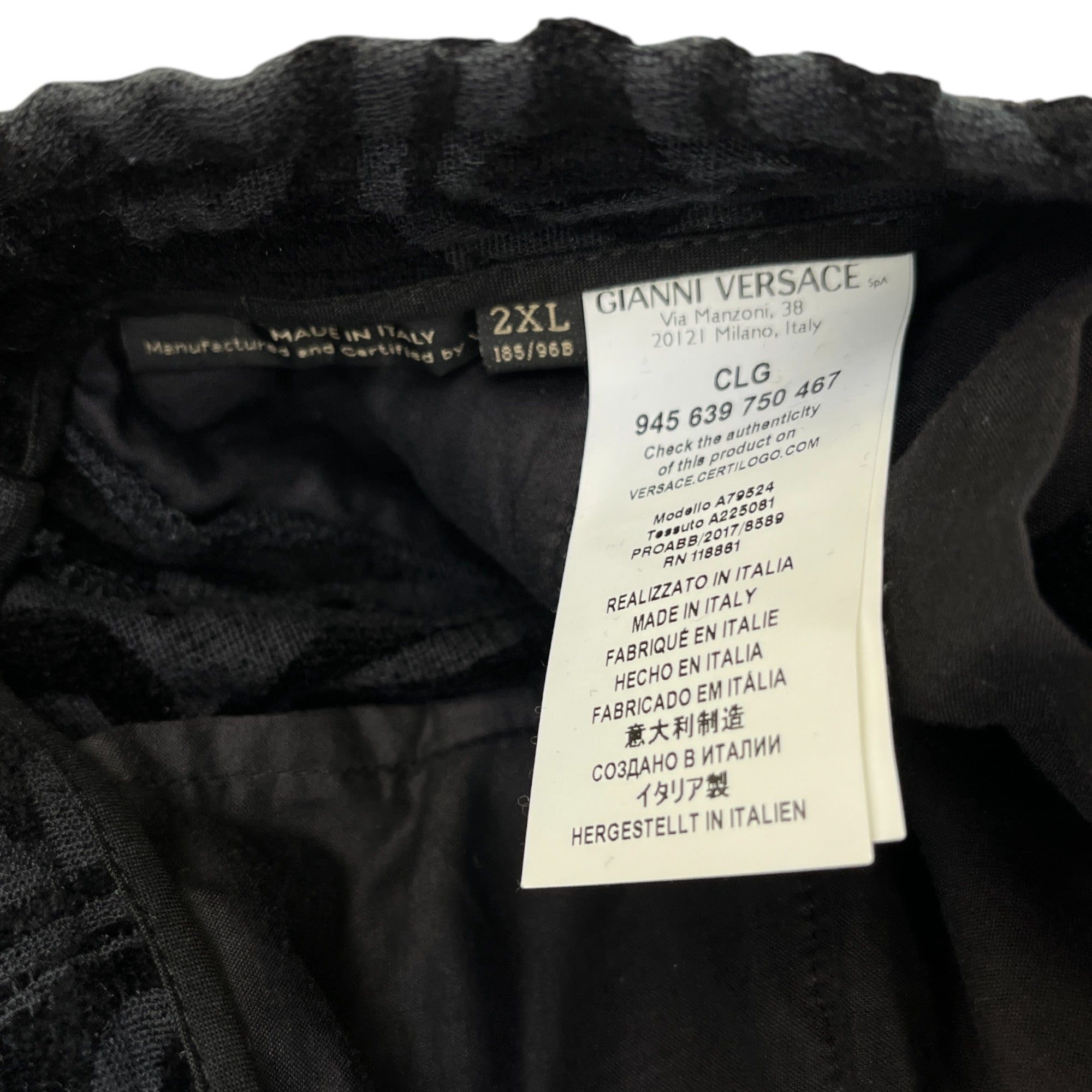 Men's Plaque Logo Pattern Joggers Black Size XXL