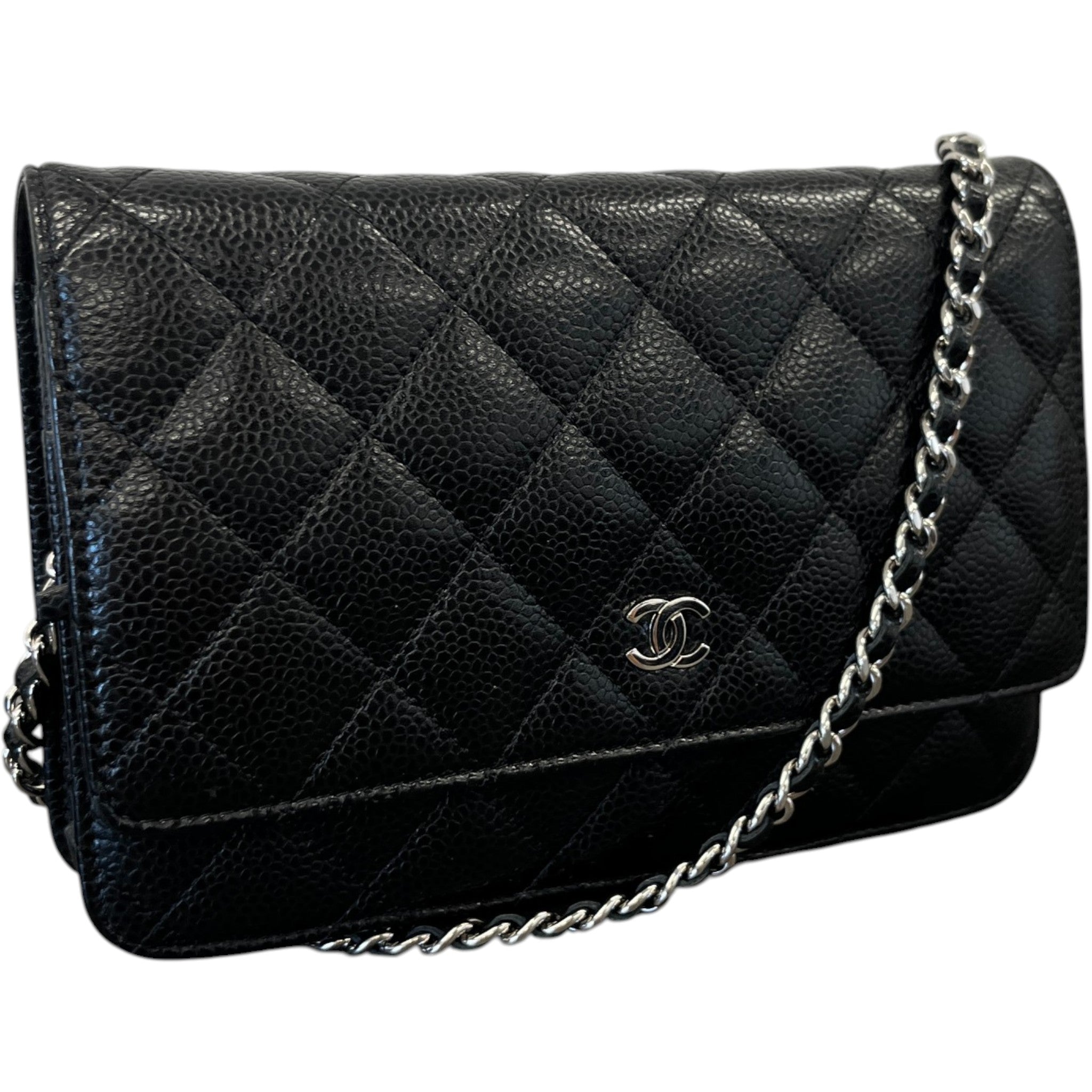 Women's Wallet On Chain Caviar Woc Bag Black