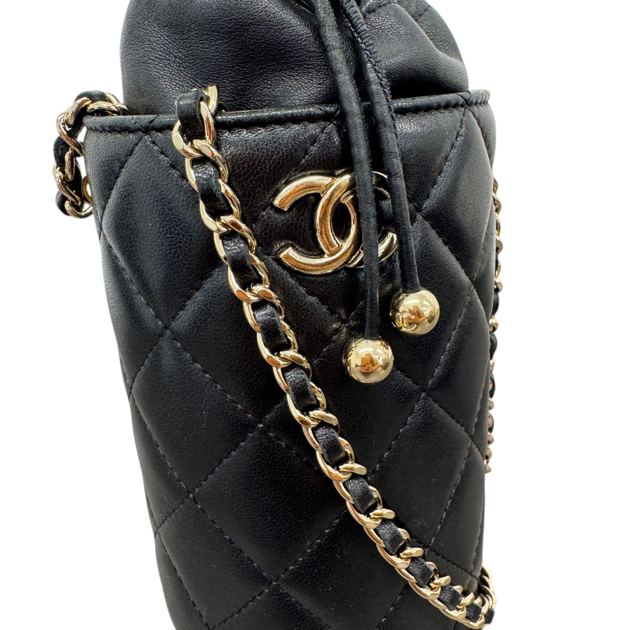 Women's Mini Drawstring Bucke Bag Black