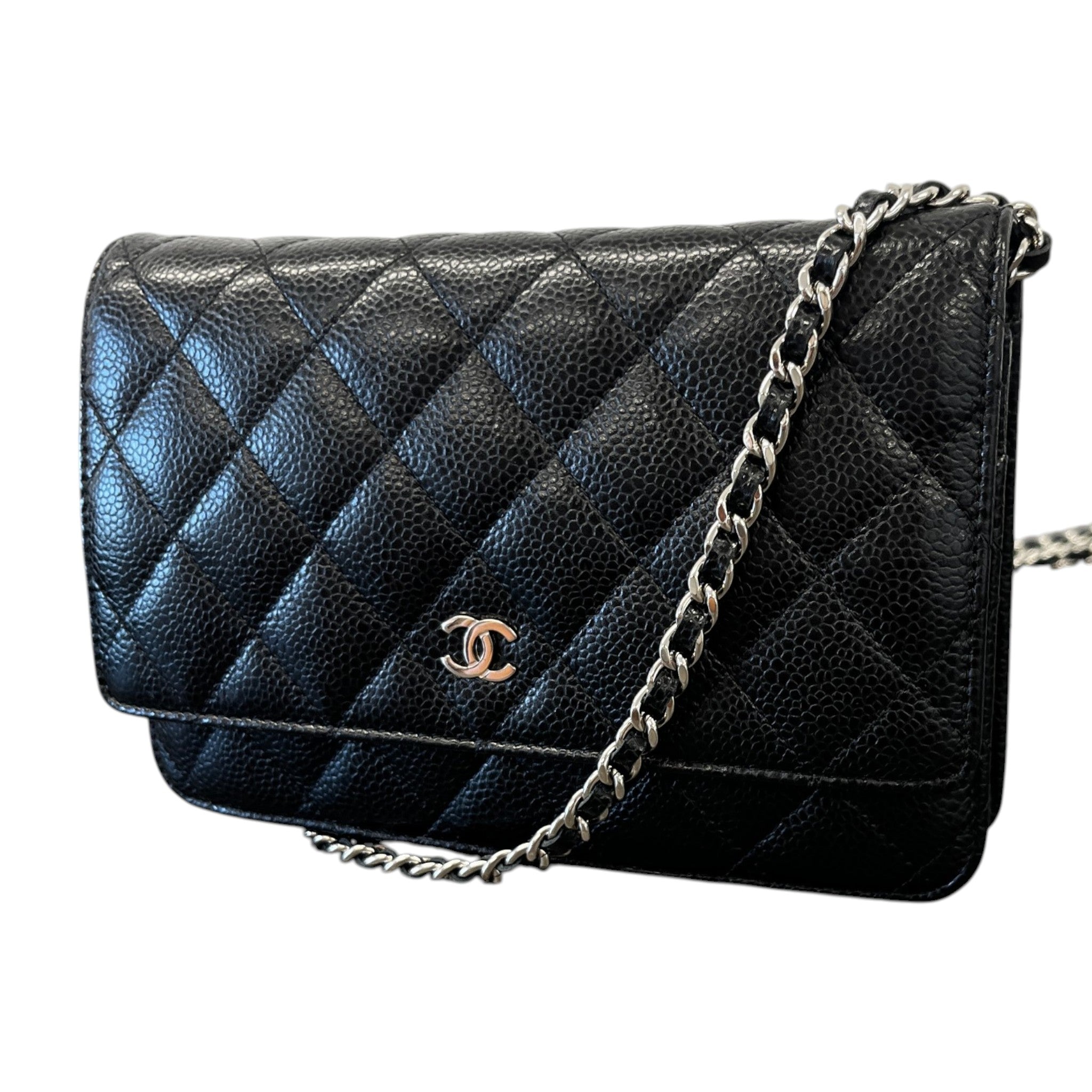 Women's Wallet On Chain Caviar Woc Bag Black