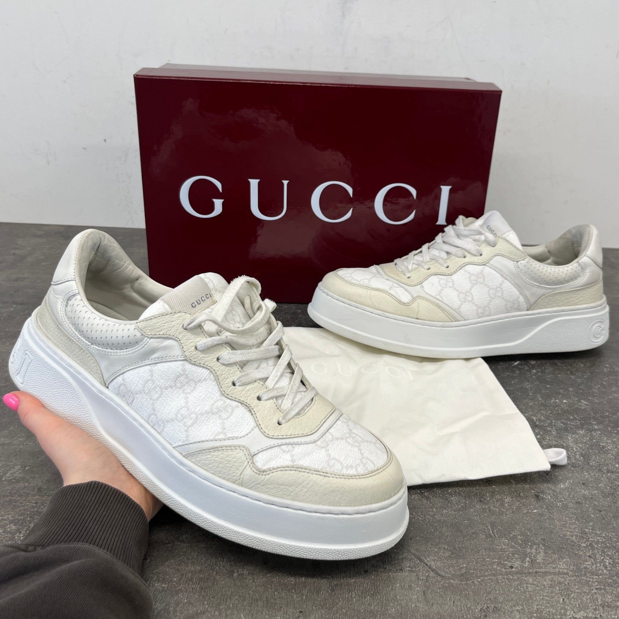 Men's Gg Supreme Low Trainers White Size EU 44 / UK 10
