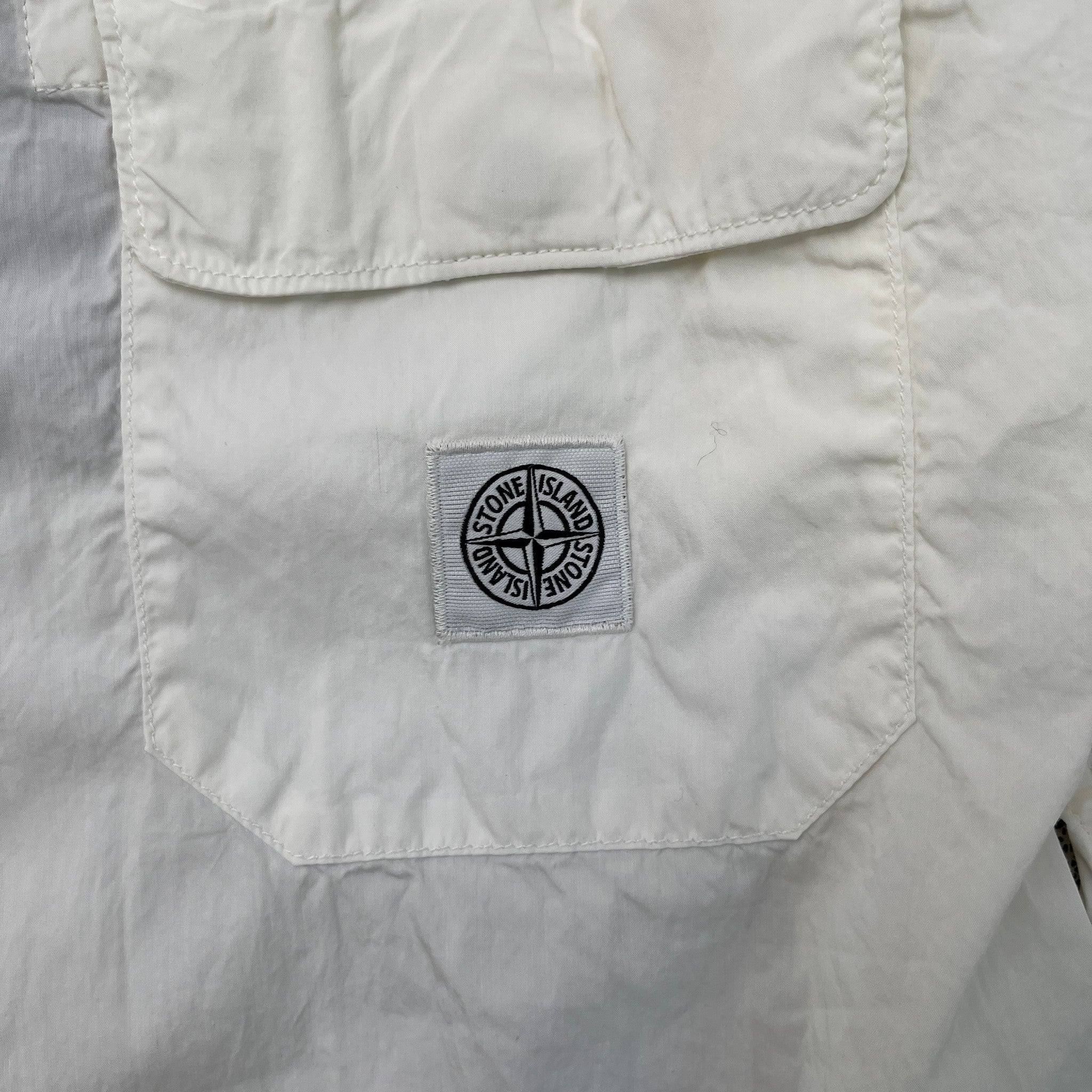 Men's Compass Logo Patch Long Sleeve Shirt White Size XL
