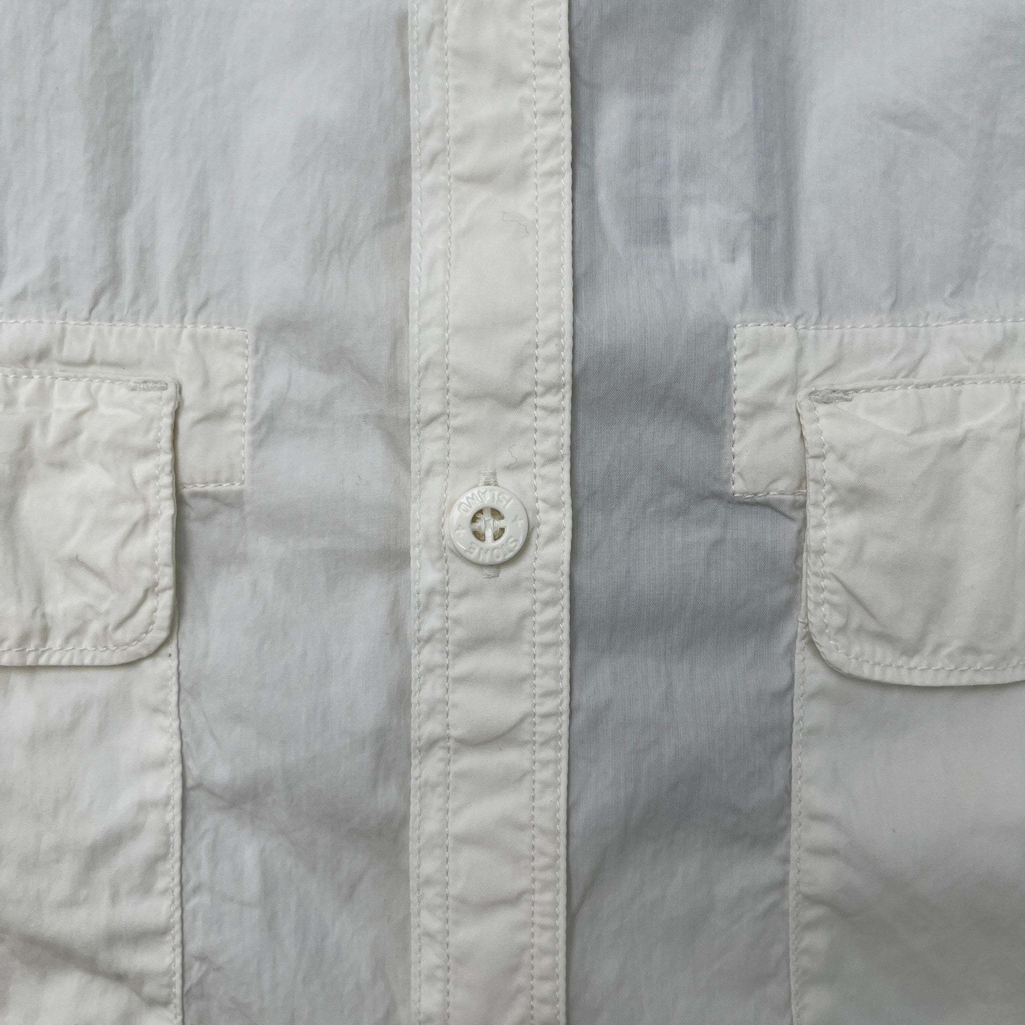 Men's Compass Logo Patch Long Sleeve Shirt White Size XL