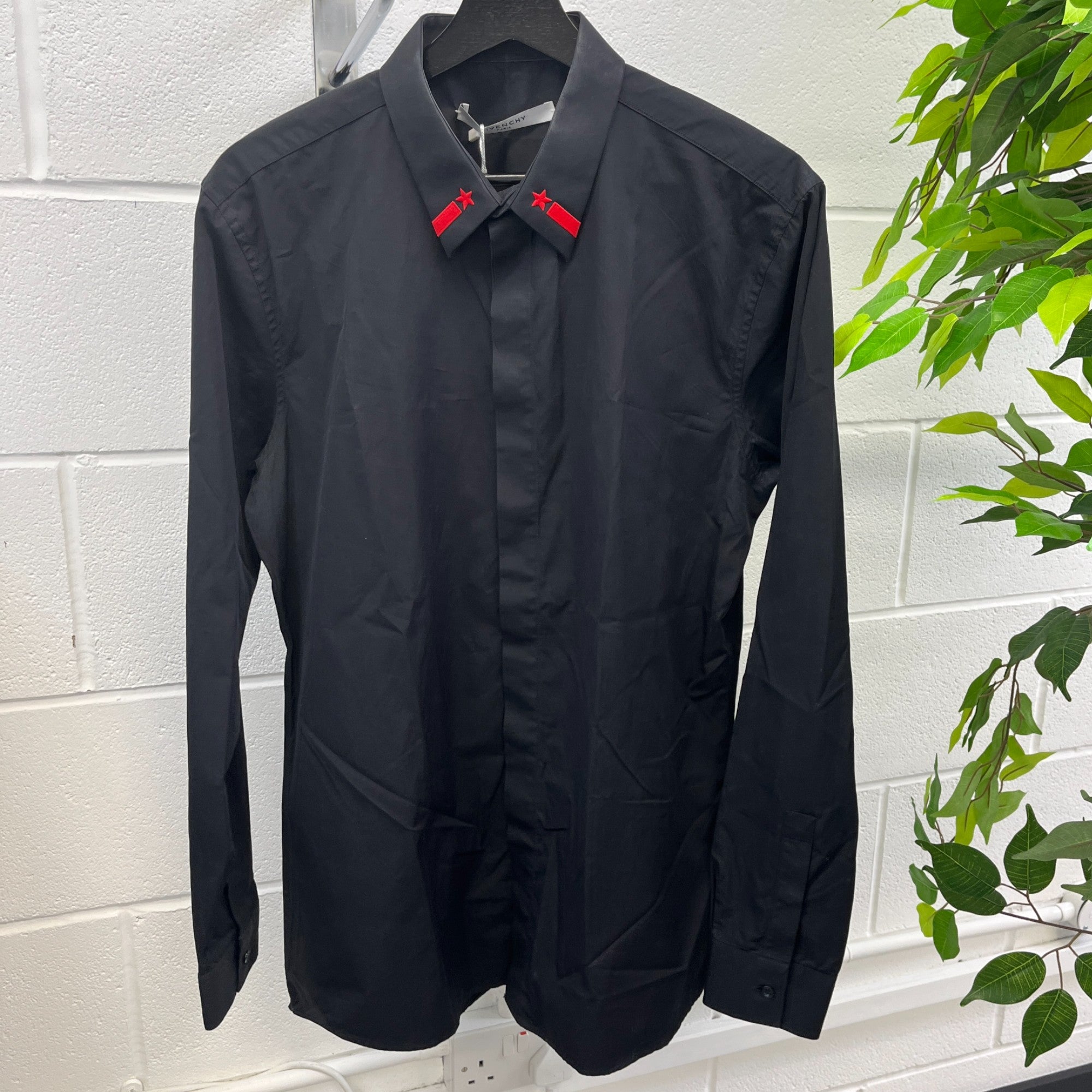 Men's Embroidered Star Shirt Black Size L