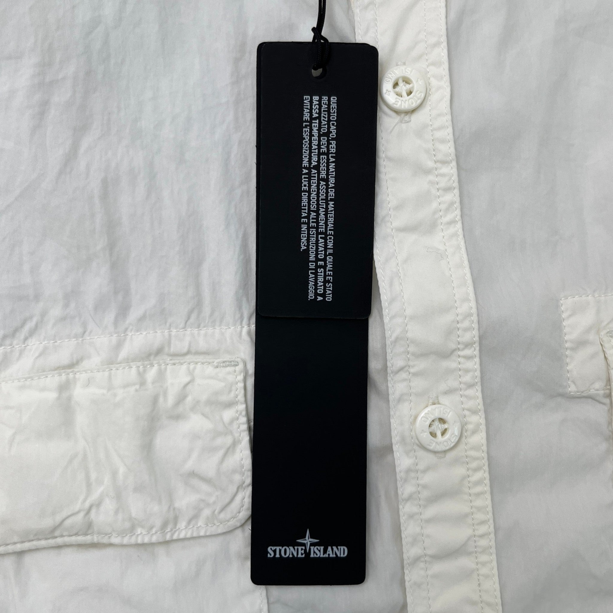 Men's Compass Logo Patch Long Sleeve Shirt White Size XL