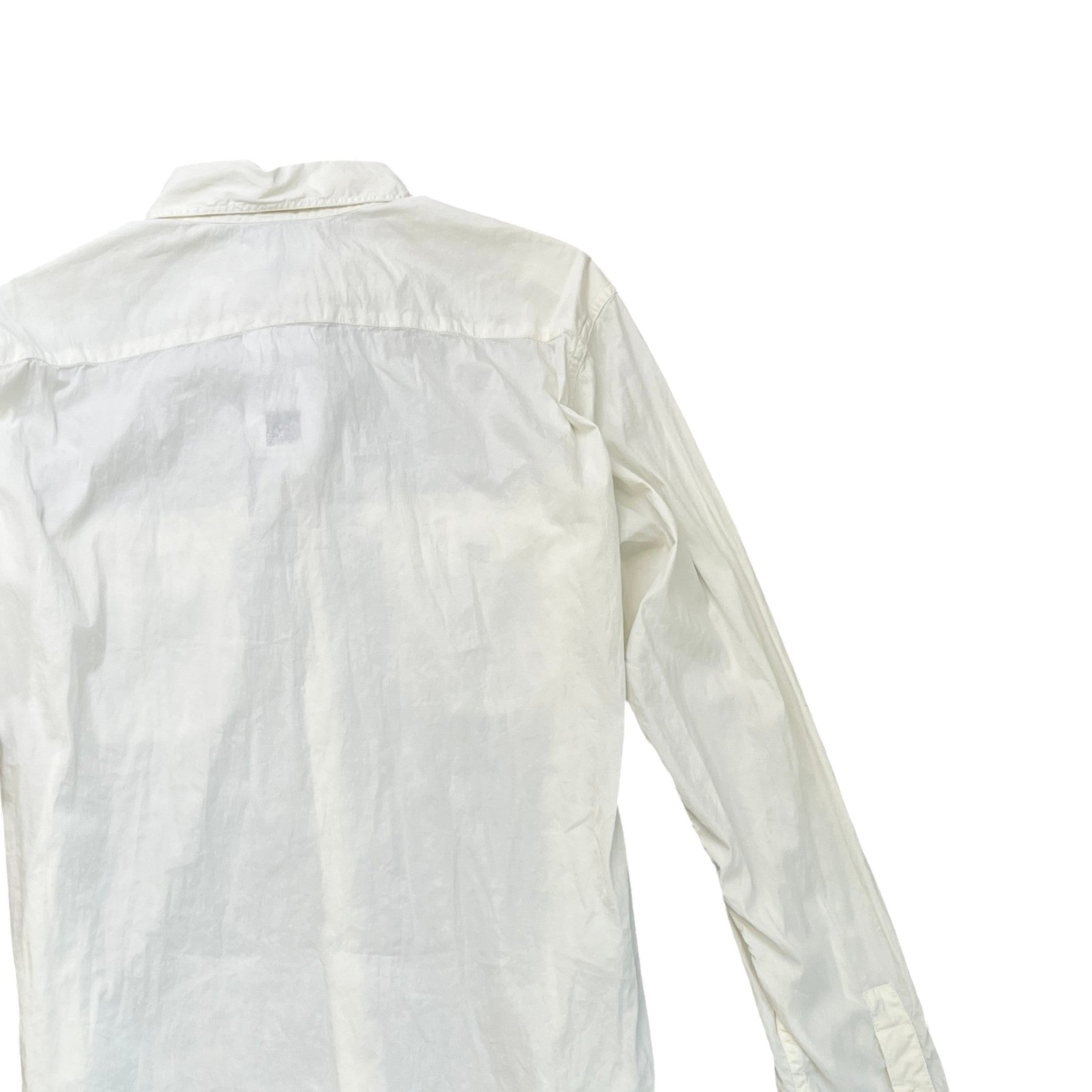 Men's Compass Logo Patch Long Sleeve Shirt White Size XL