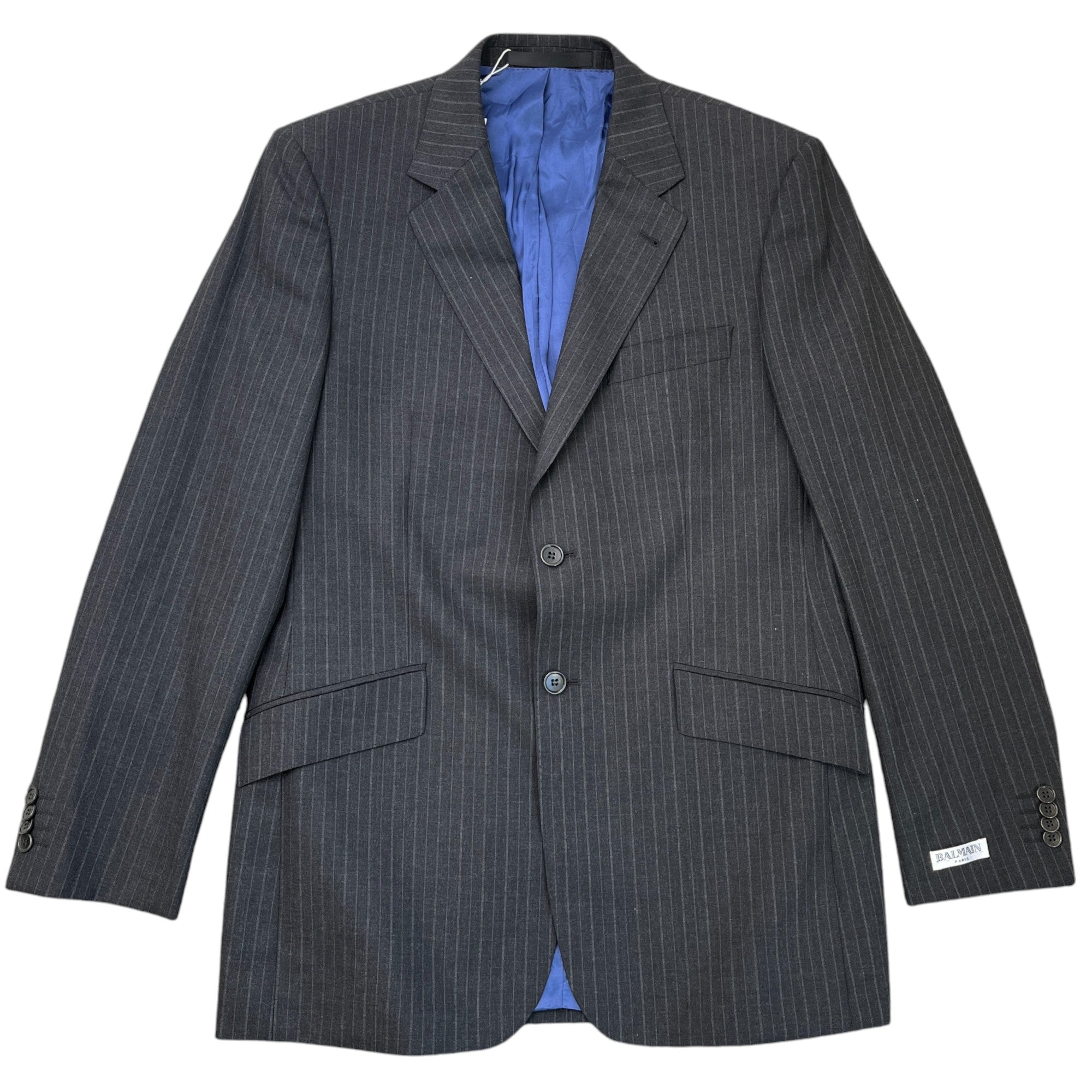 Men's Pin-Strip Blazer Jacket Grey Size L
