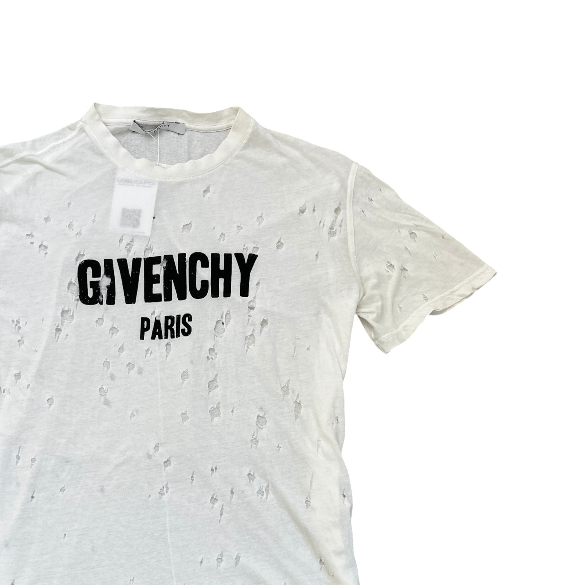 Women's Distressed Logo Print T-Shirt White Size S