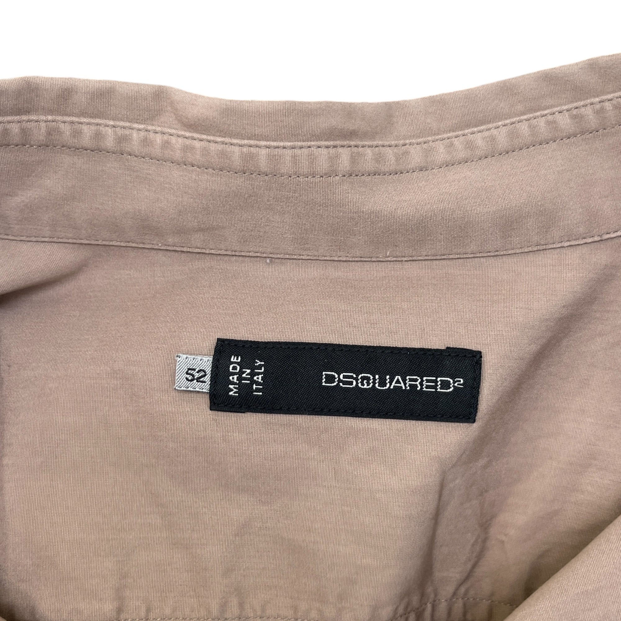 Men's Embroidered Logo Long Sleeve Shirt Beige Size IT 52 / UK XL