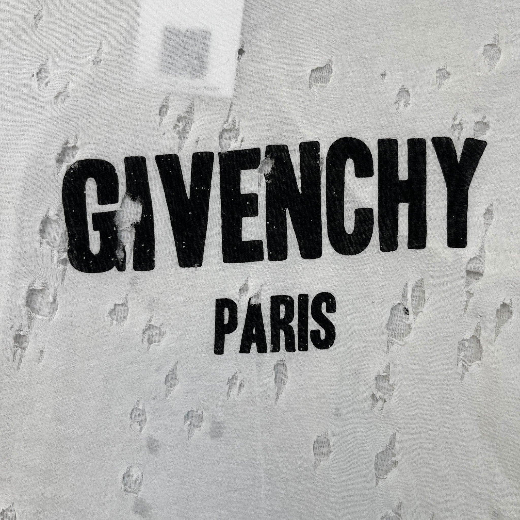 Women's Distressed Logo Print T-Shirt White Size S