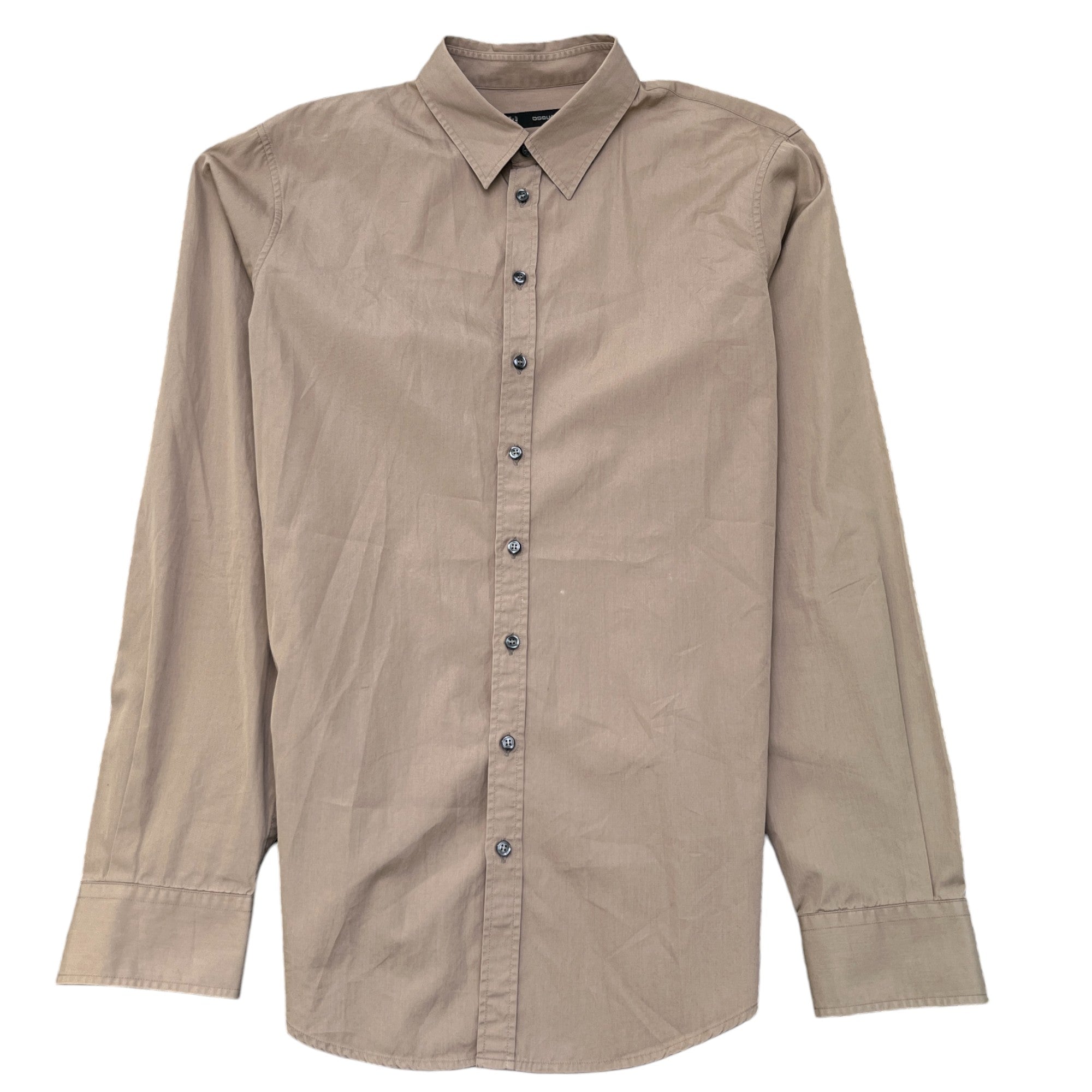 Men's Embroidered Logo Long Sleeve Shirt Beige Size IT 52 / UK XL