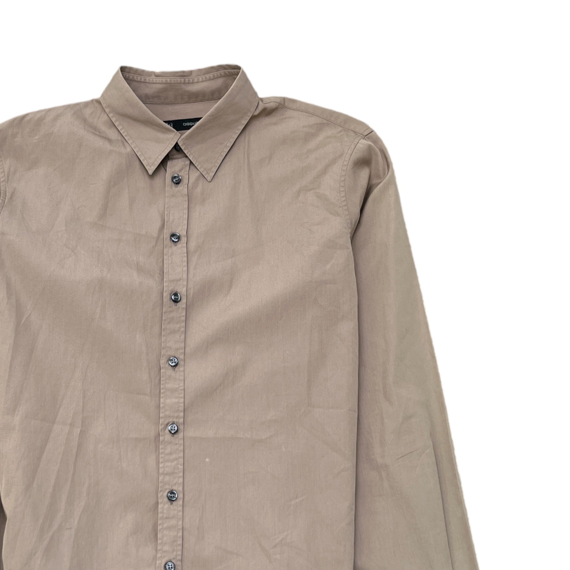 Men's Embroidered Logo Long Sleeve Shirt Beige Size IT 52 / UK XL