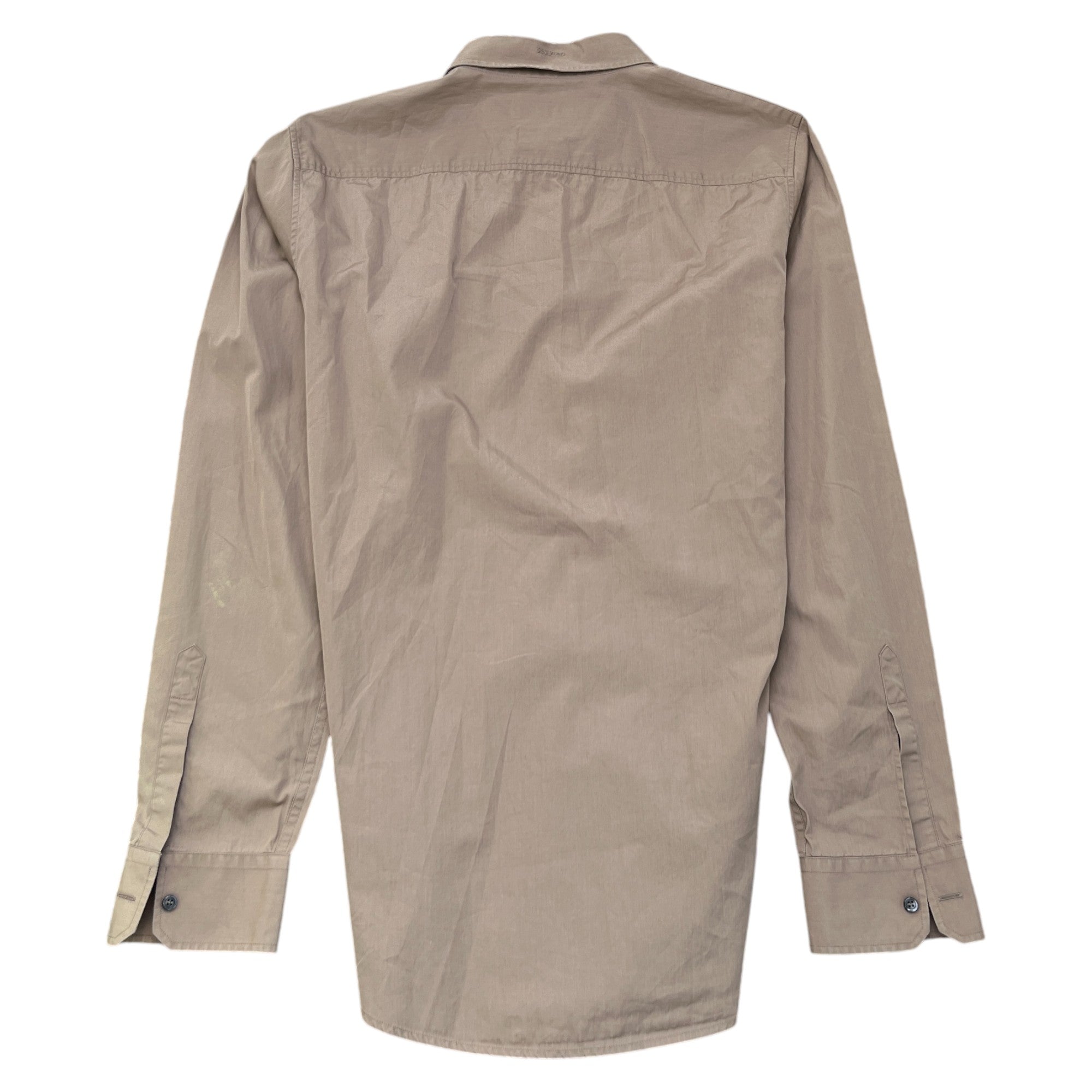 Men's Embroidered Logo Long Sleeve Shirt Beige Size IT 52 / UK XL