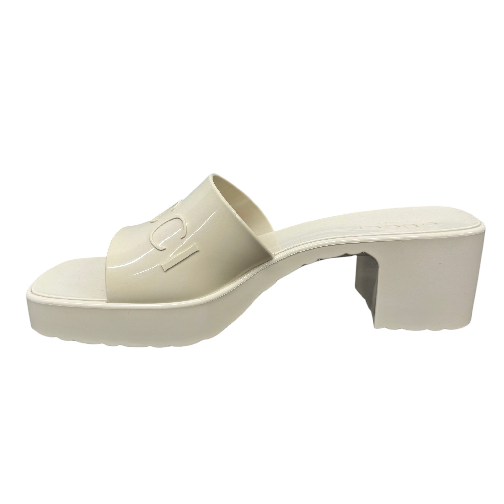 Women's Rubber Logo Platform Heels Cream Size EU 37 / UK 4