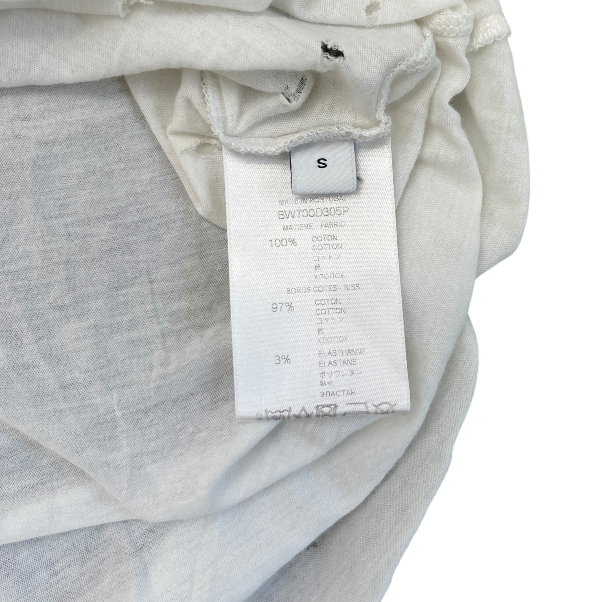 Women's Distressed Logo Print T-Shirt White Size S