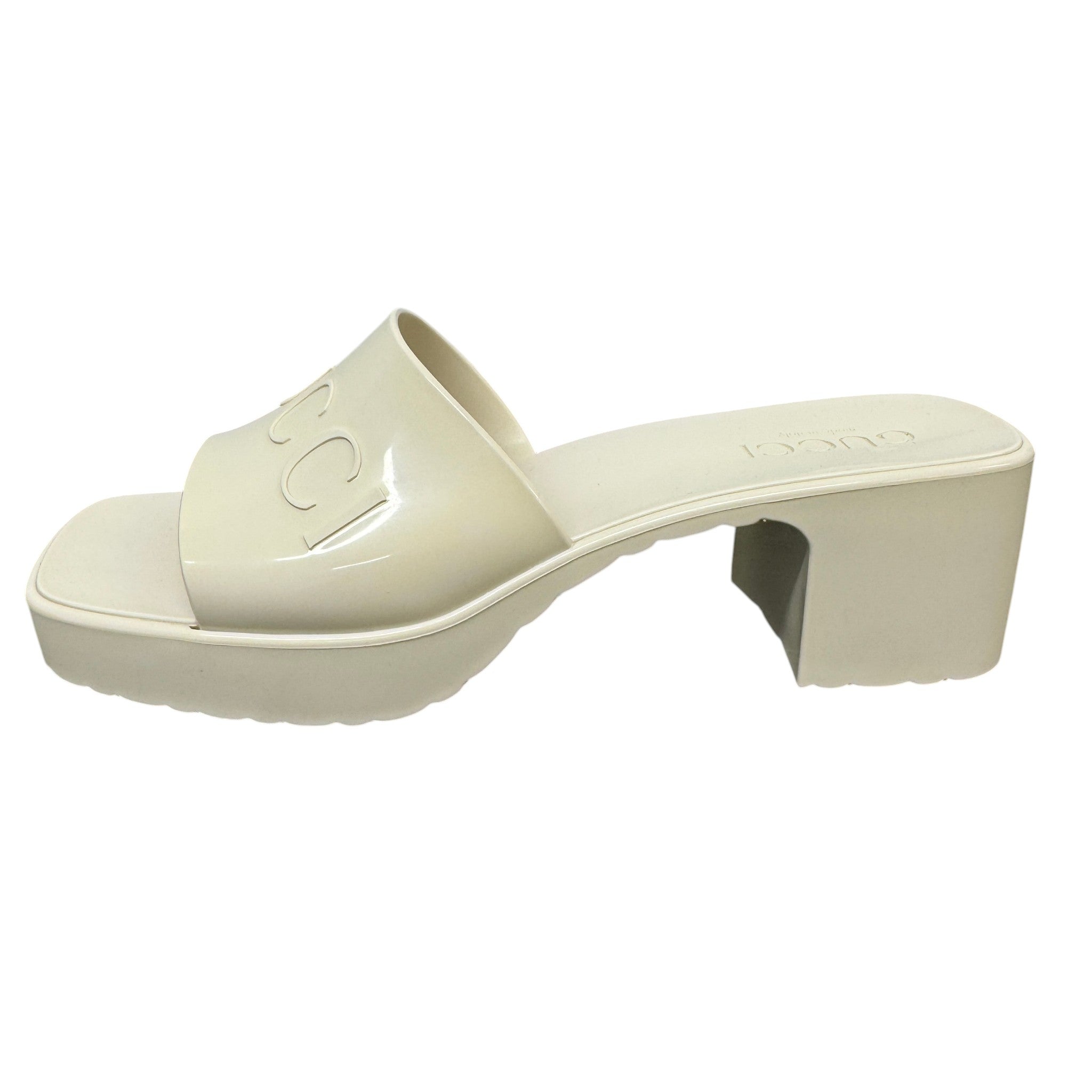 Women's Rubber Logo Platform Heels Cream Size EU 37 / UK 4
