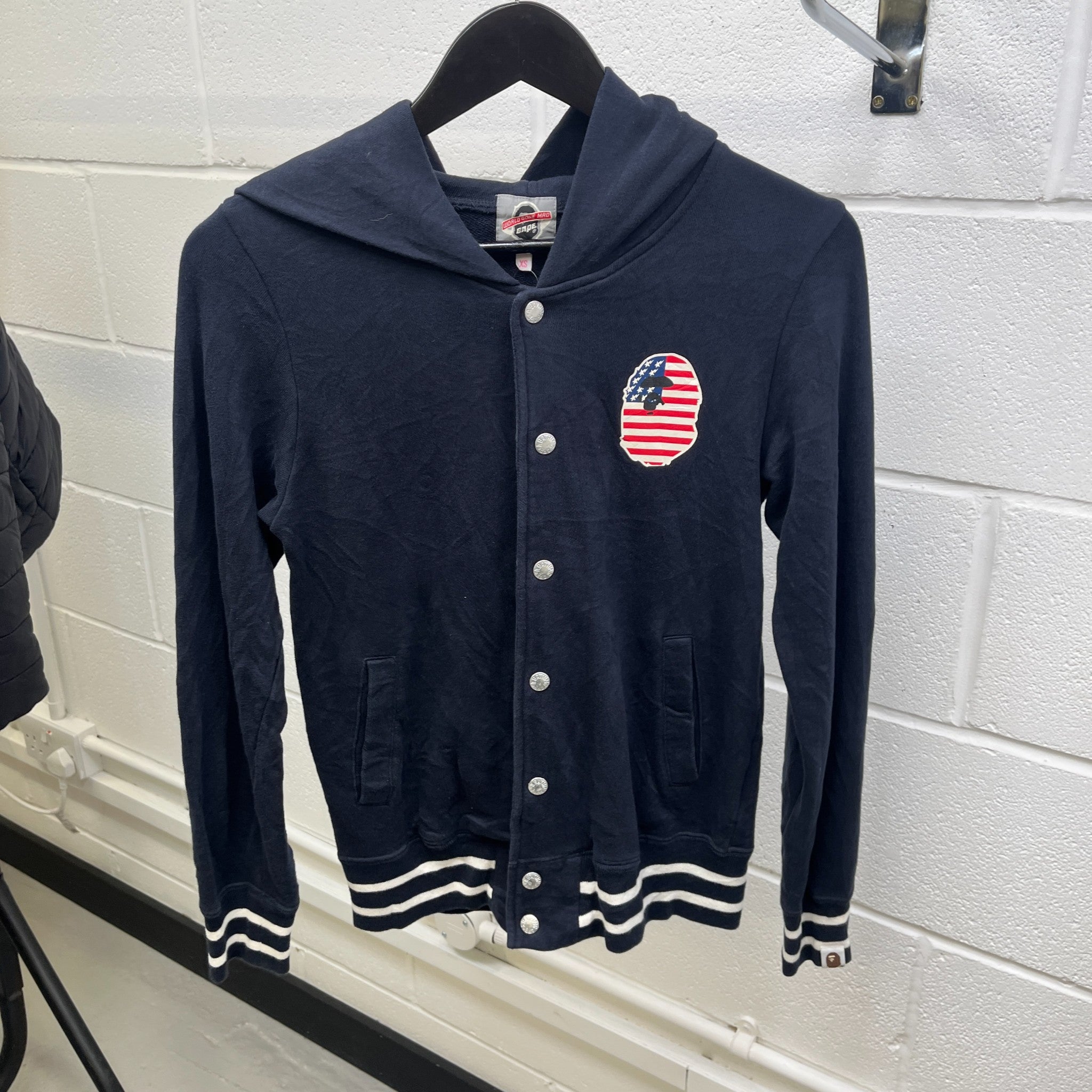 Men's Usa Print Hoodie Navy Size XS