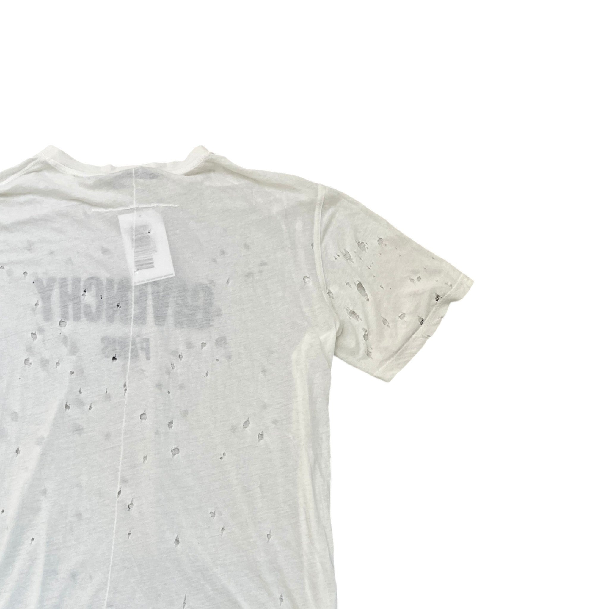 Women's Distressed Logo Print T-Shirt White Size S