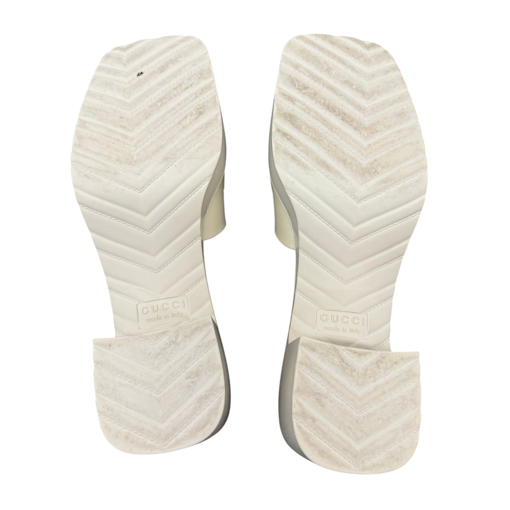 Women's Rubber Logo Platform Heels Cream Size EU 37 / UK 4