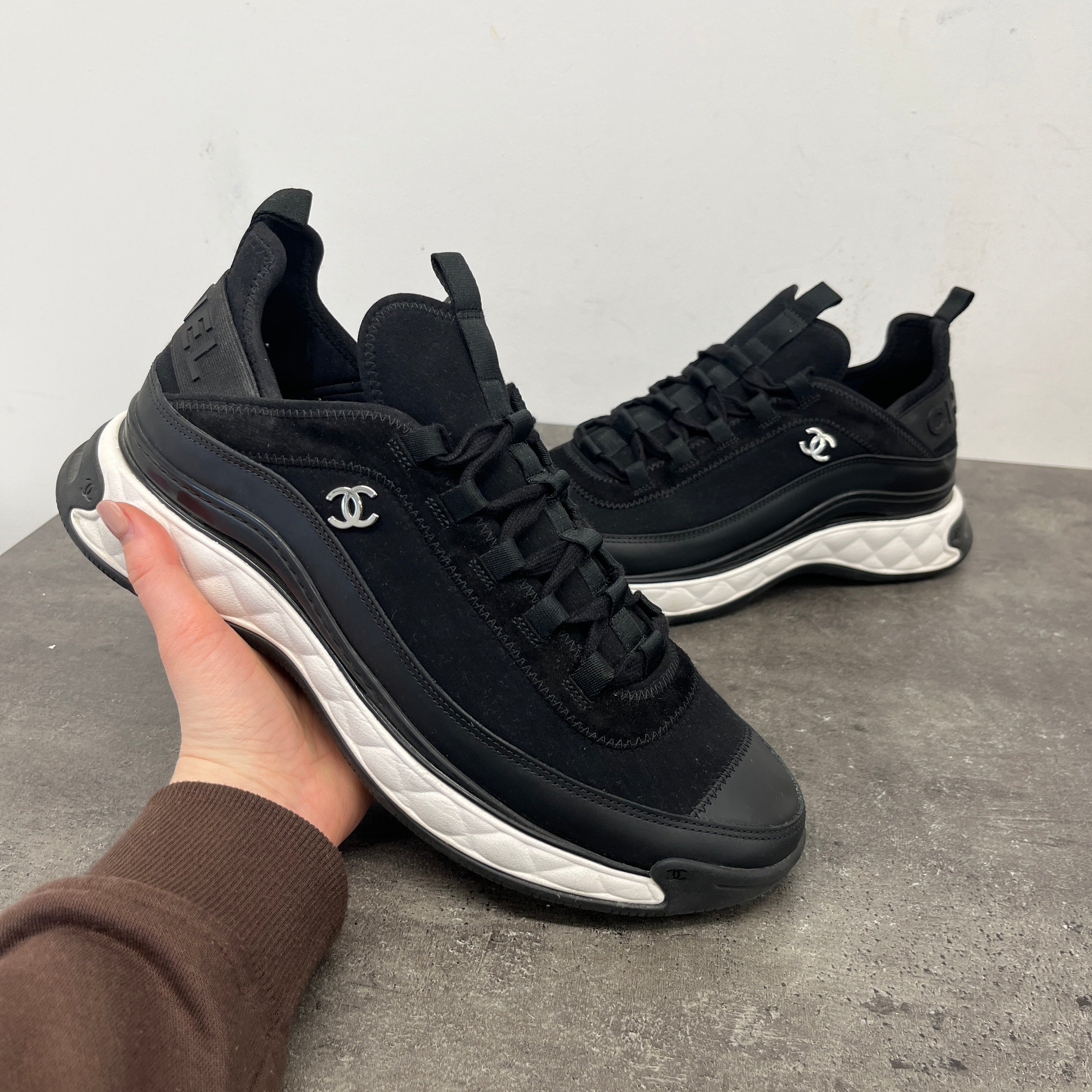 Men's Cc Logo Low Trainers Black Size EU 43 / UK 9