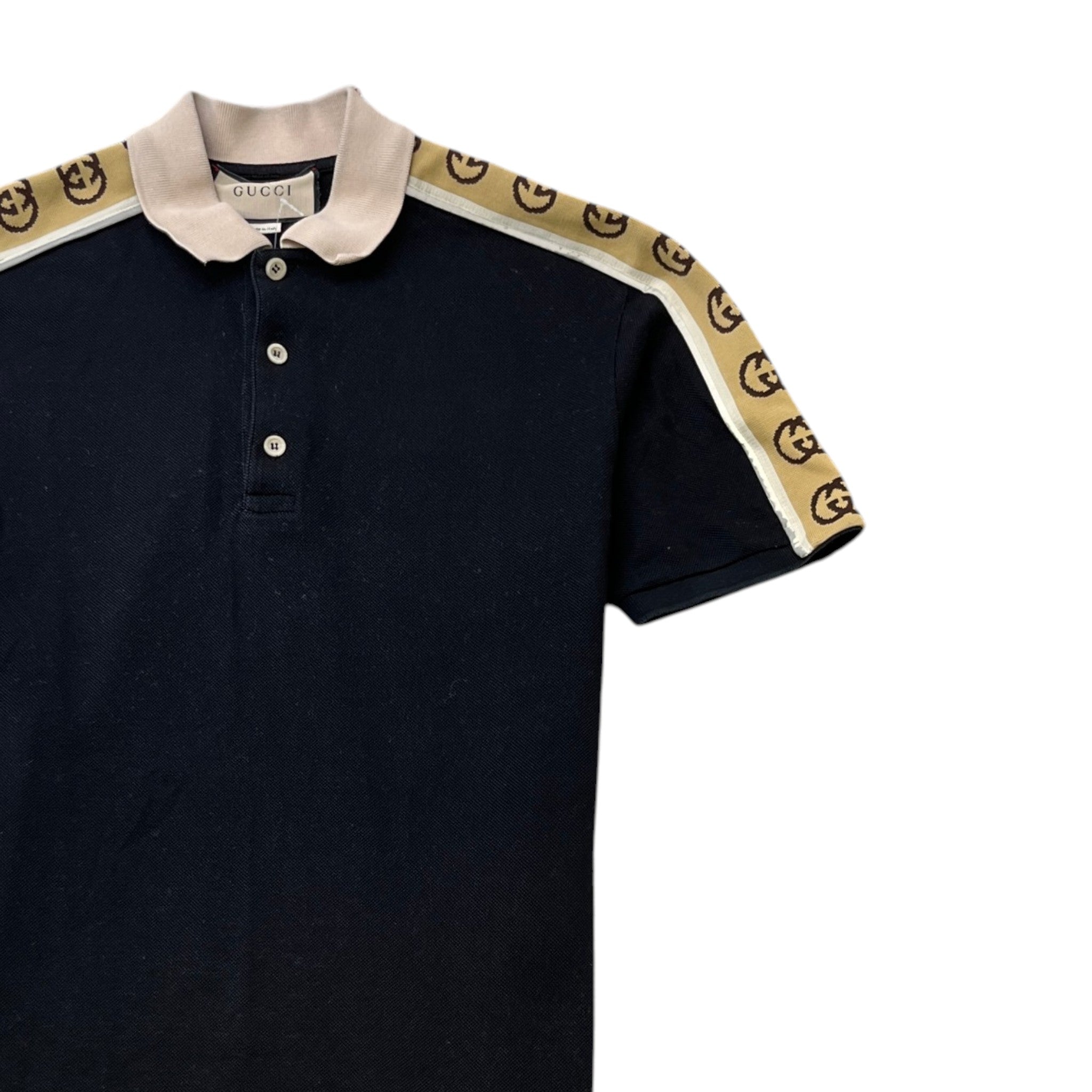 Men's Tape Logo Polo Shirt Black Size M