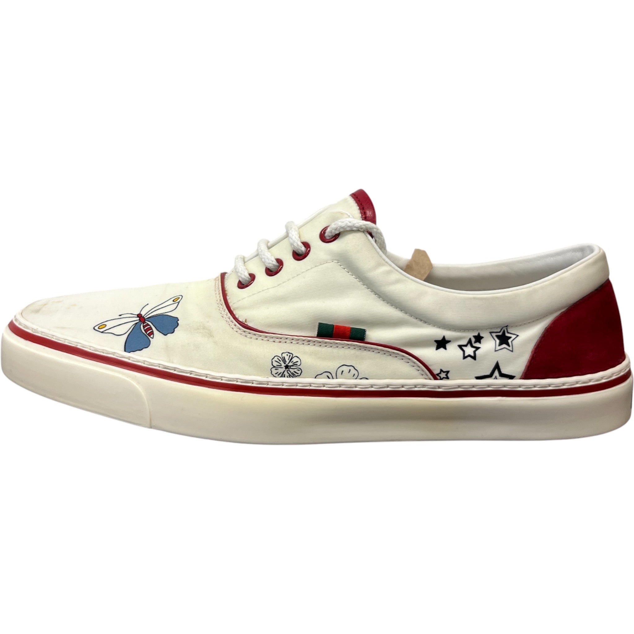 Men's Flower Print Low Trainers White Size EU 43 / UK 9