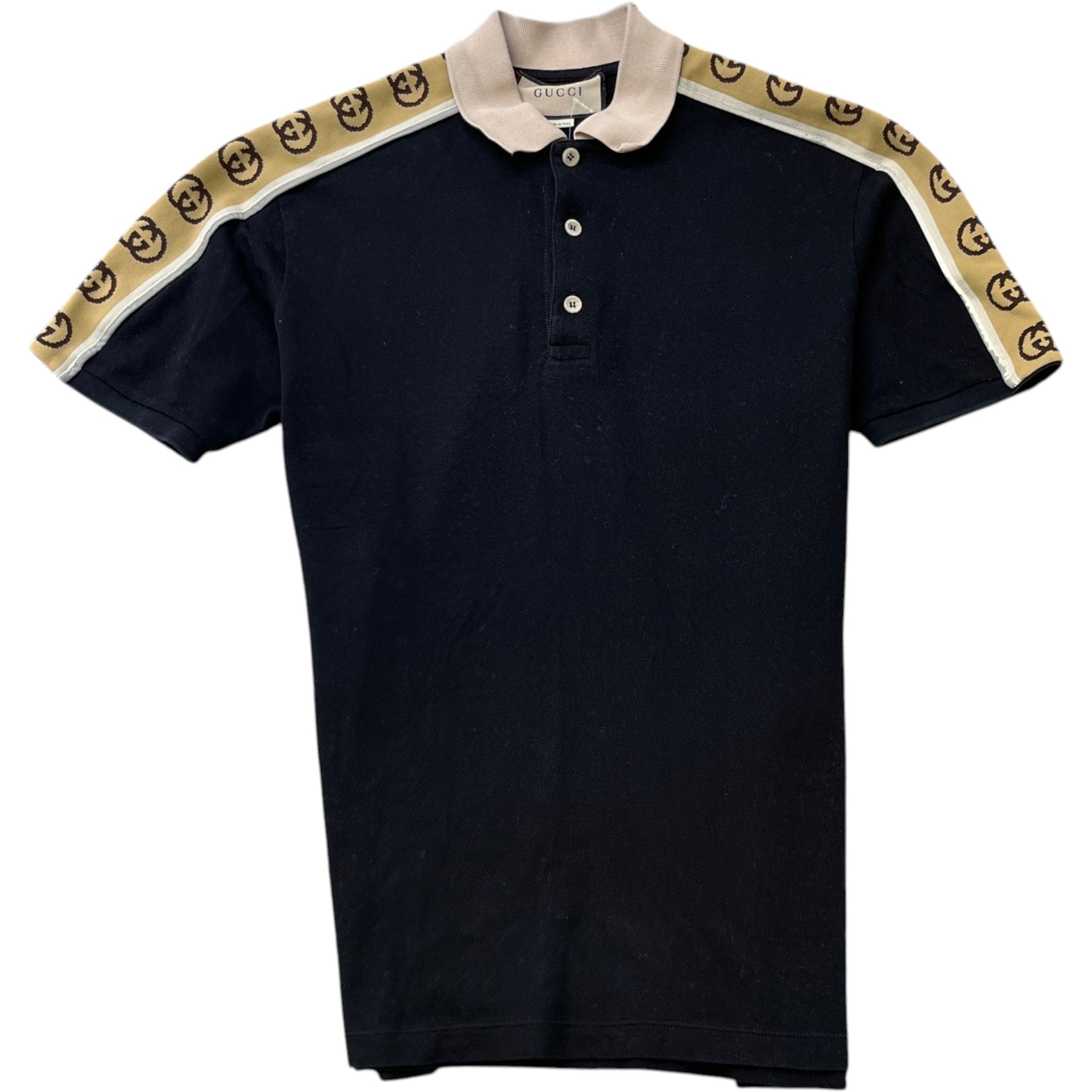 Men's Tape Logo Polo Shirt Black Size M