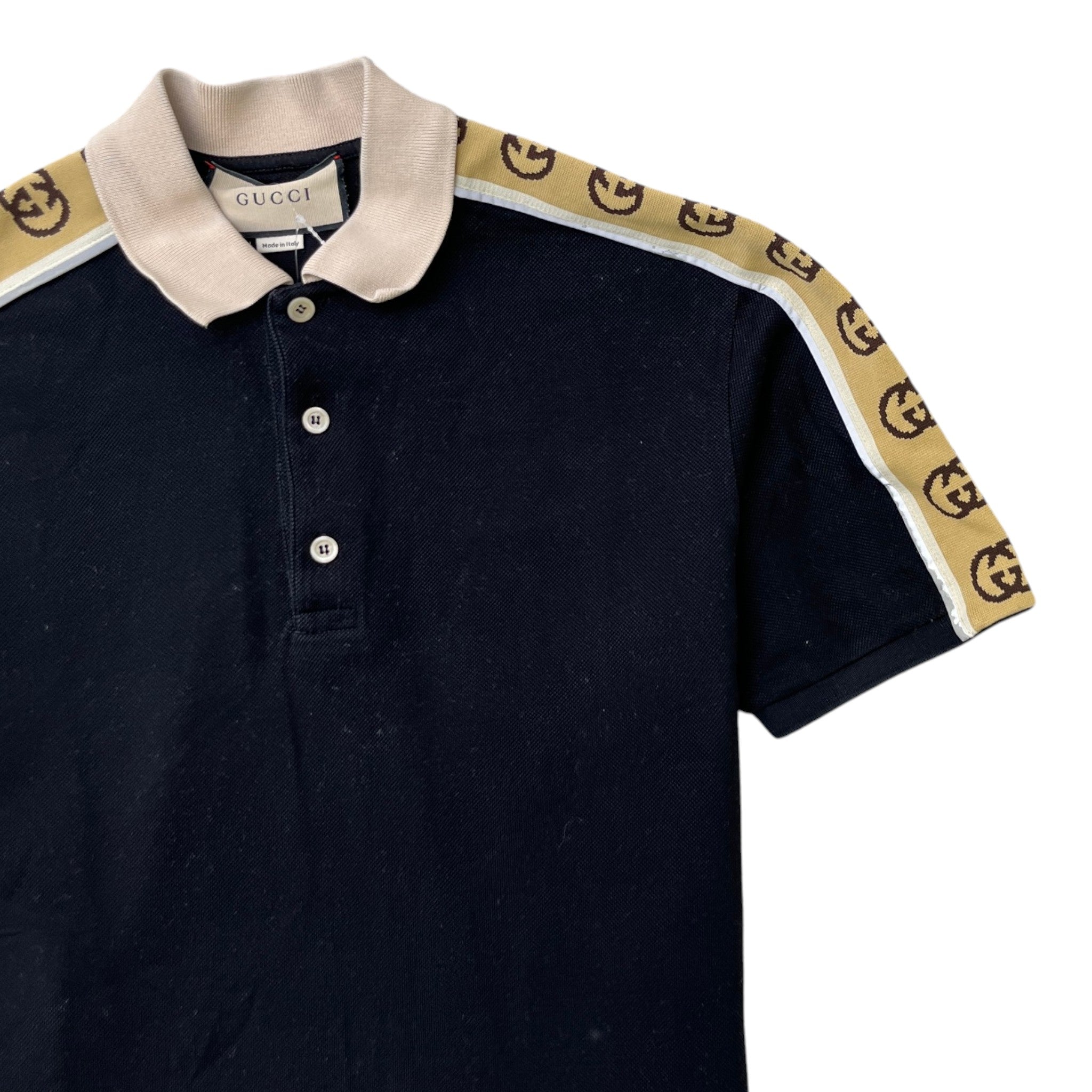 Men's Tape Logo Polo Shirt Black Size M